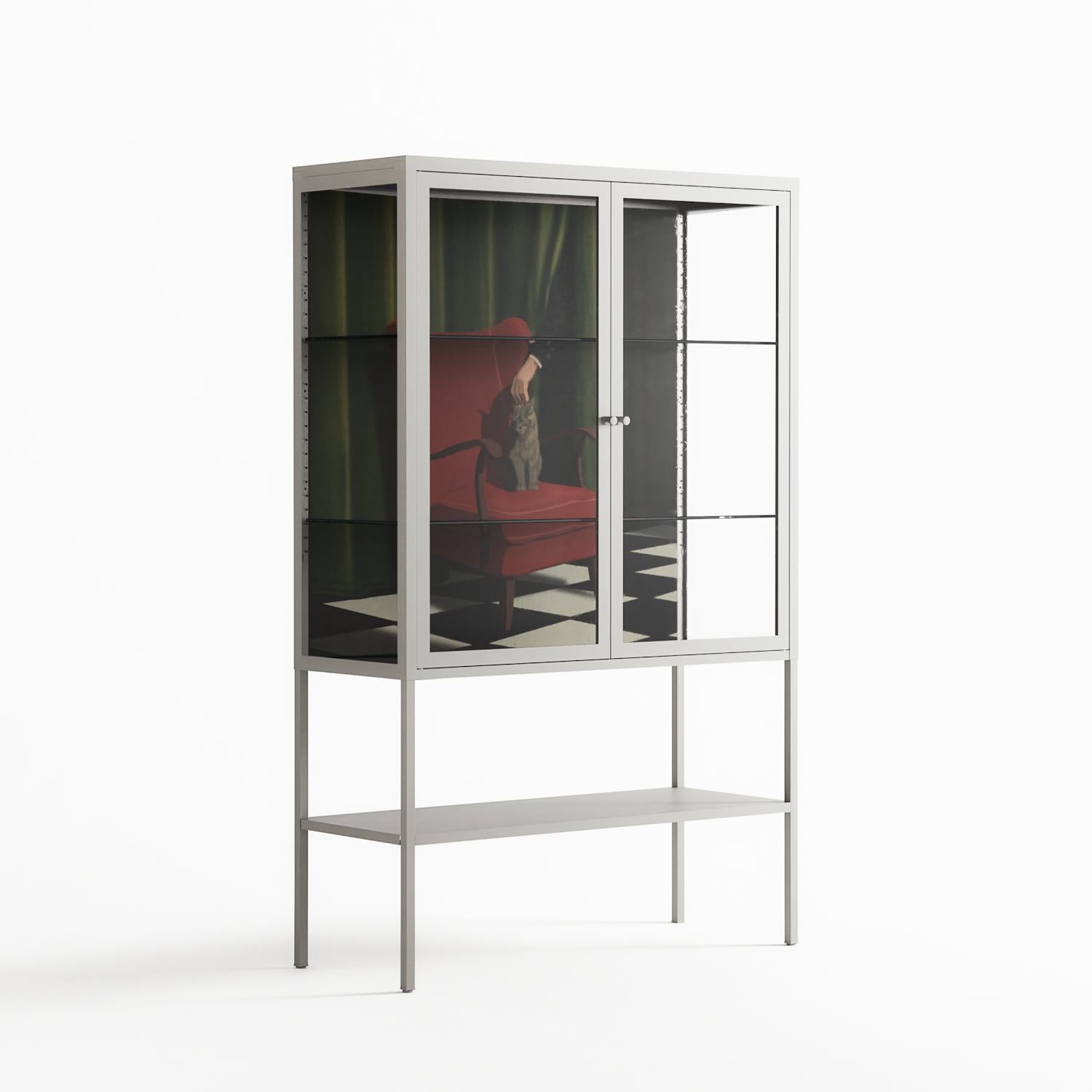 The Man Behind The Curtain - Loft Cabinet - Kristin Eriksson - Chalk - Clear glass