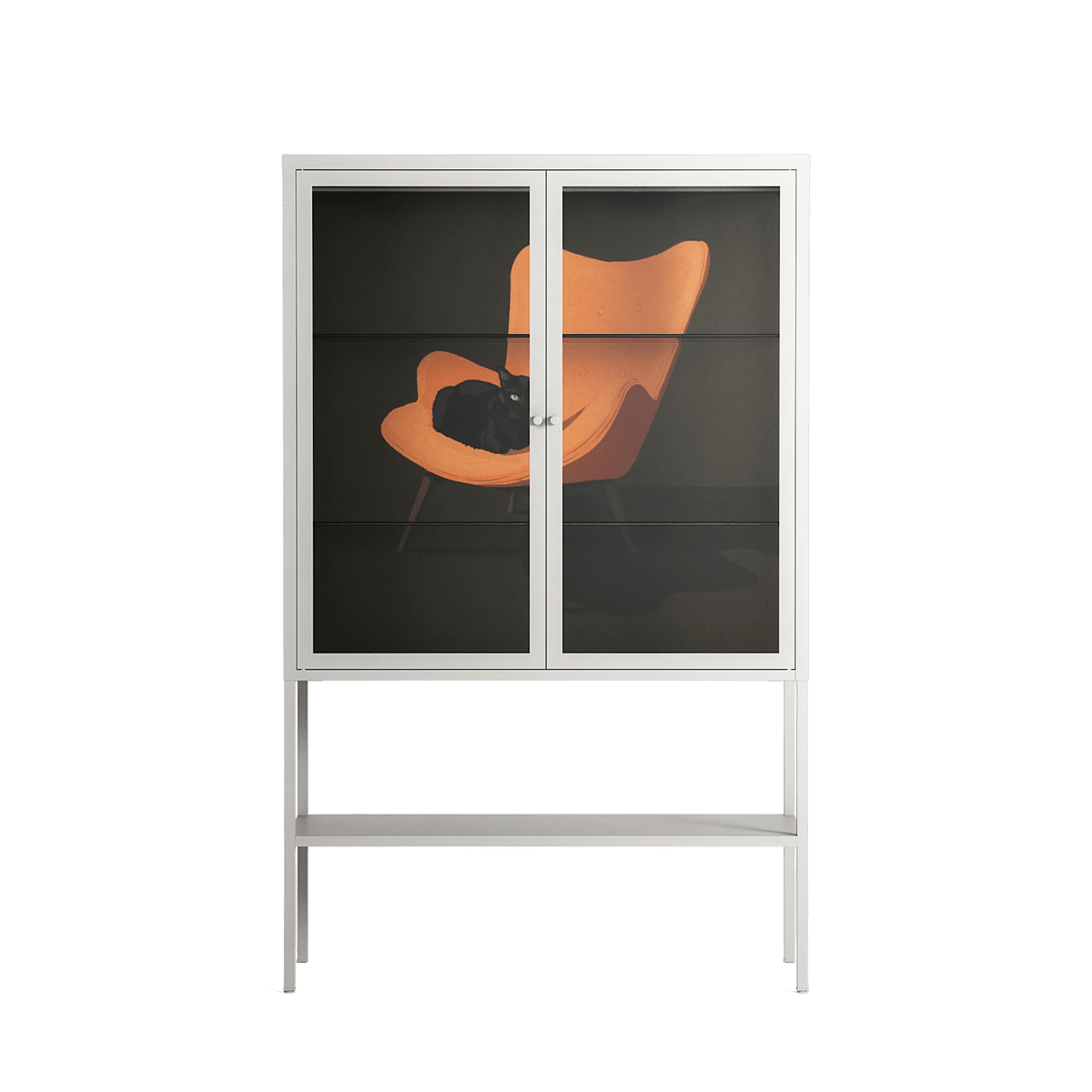 Cat in Chair A - Loft Cabinet - Kristin Eriksson - Chalk - Clear glass