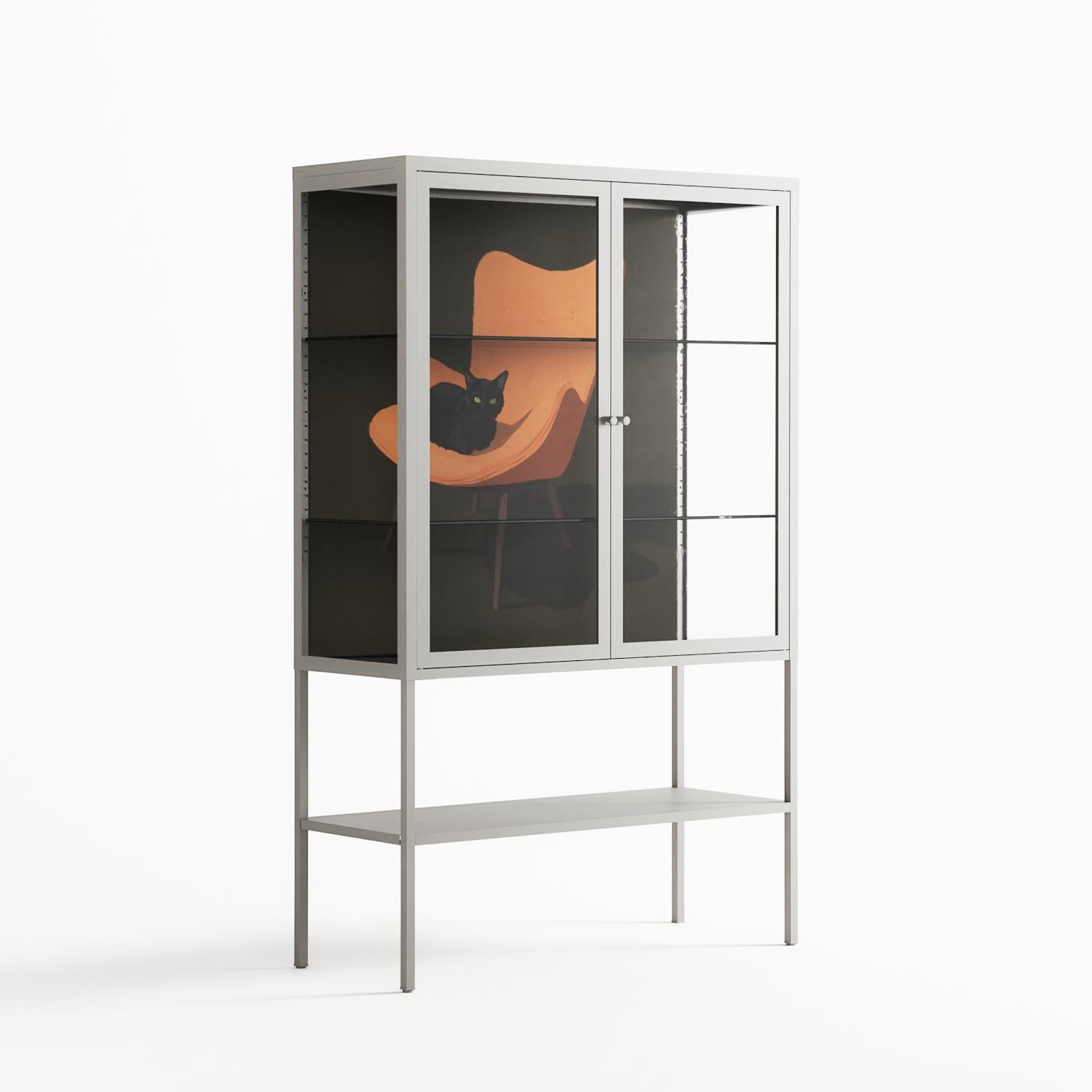 Cat in Chair A - Loft Cabinet - Kristin Eriksson - Chalk - Clear glass