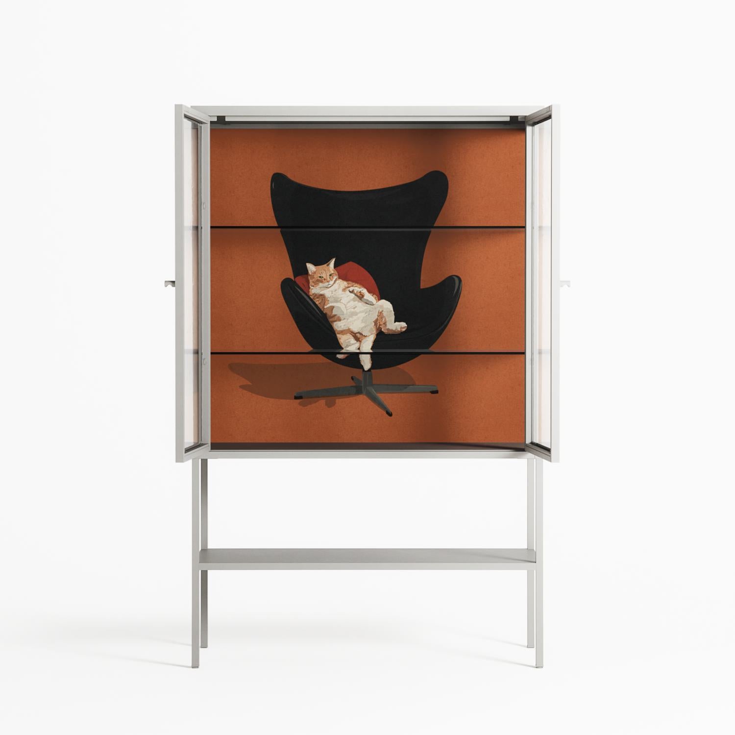 Cat in Chair B - Loft Cabinet - Kristin Eriksson - Chalk - Clear glass