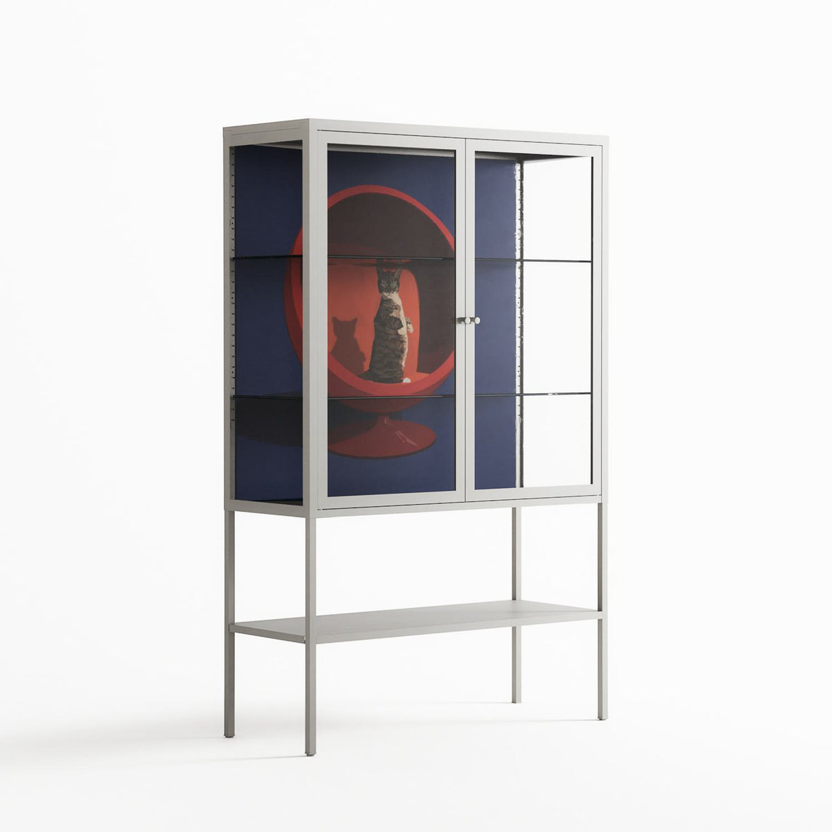 Cat in Chair C - Loft Cabinet - Kristin Eriksson - Chalk - Clear glass