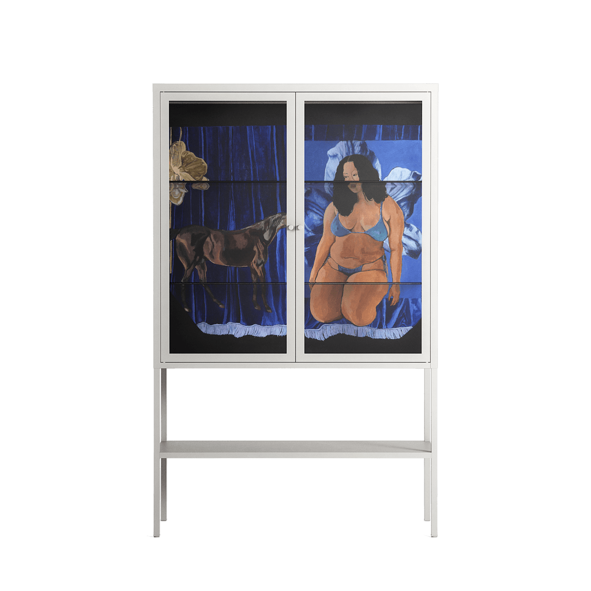 Blue Velvet - Loft Cabinet - Sophie Goudman-Peachey - Chalk - Clear glass