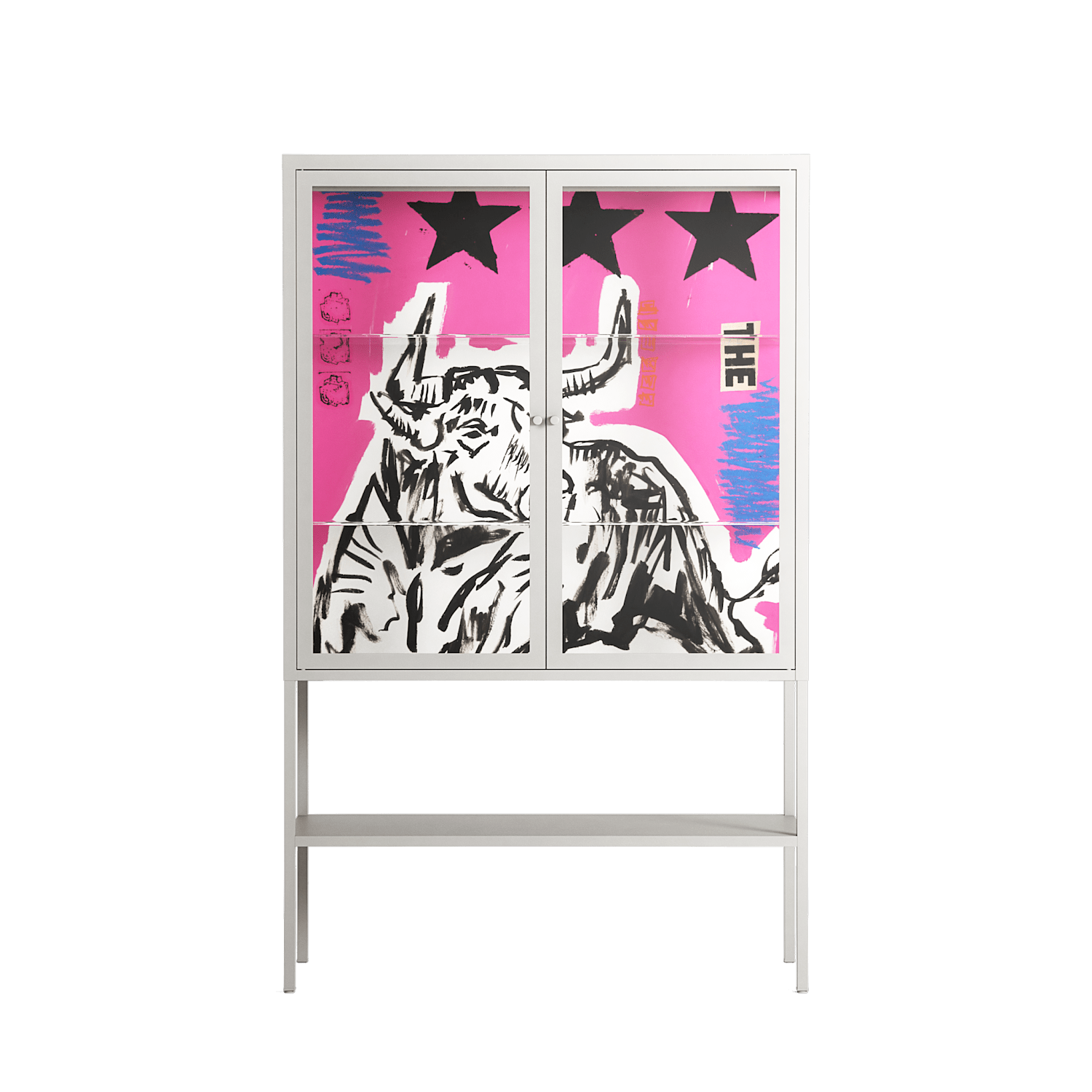 The Ringmaster - Loft Cabinet - Caitlin Flood-Molyneux - Chalk - Clear glass