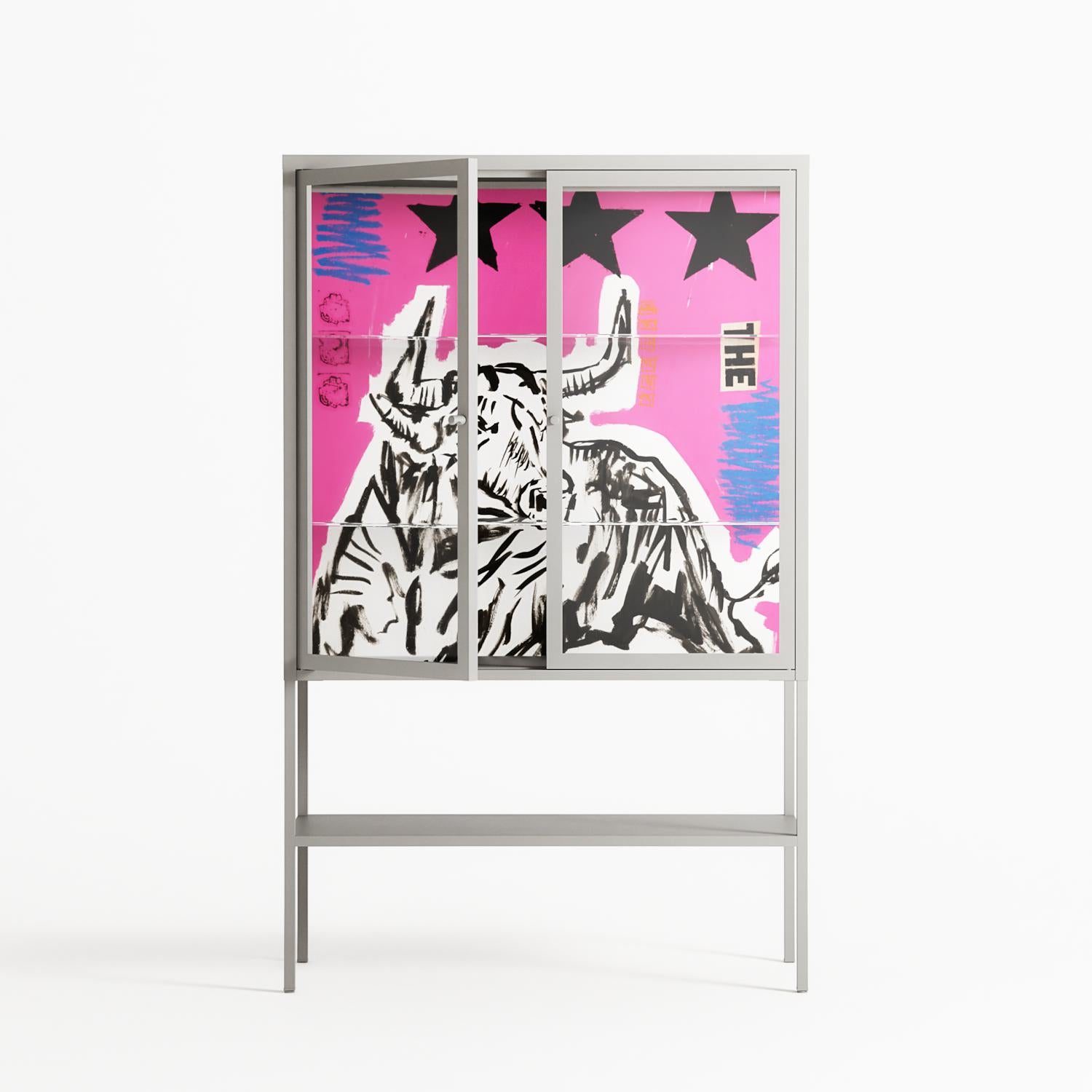 The Ringmaster - Loft Cabinet - Caitlin Flood-Molyneux - Chalk - Clear glass