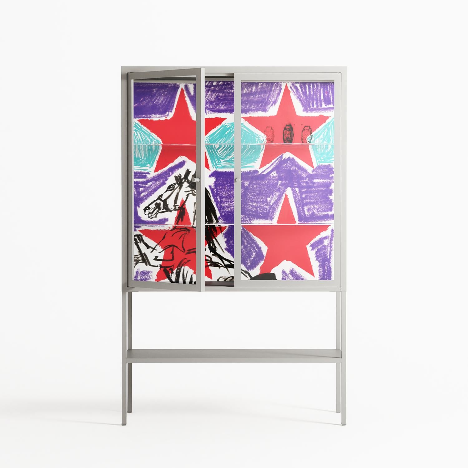 Scenes From - Loft Cabinet - Caitlin Flood-Molyneux - Chalk - Clear glass