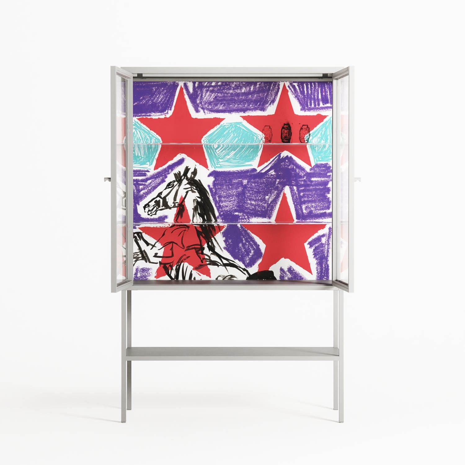 Scenes From - Loft Cabinet - Caitlin Flood-Molyneux - Chalk - Clear glass