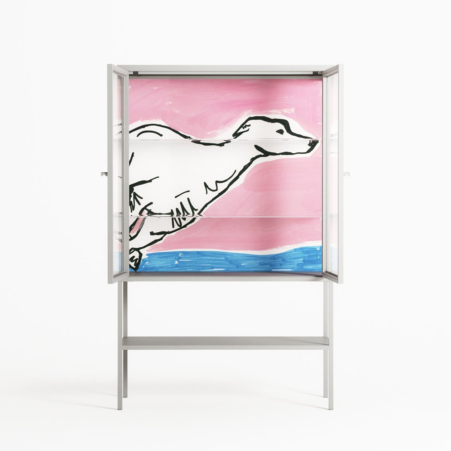Fleeing - Loft Cabinet - Caitlin Flood-Molyneux - Chalk - Clear glass