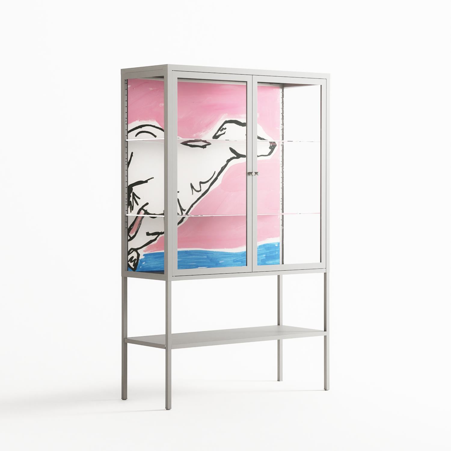 Fleeing - Loft Cabinet - Caitlin Flood-Molyneux - Chalk - Clear glass