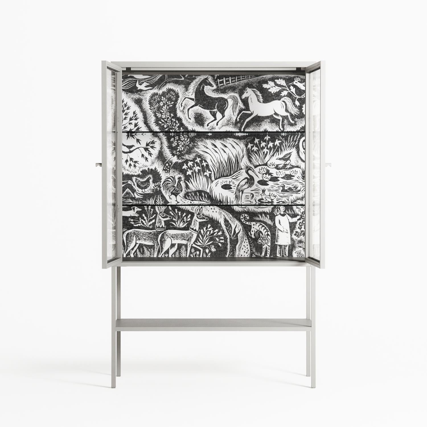 Flight Of Fancy 3 - Loft Cabinet - Diana Catchpole - Chalk - Clear glass