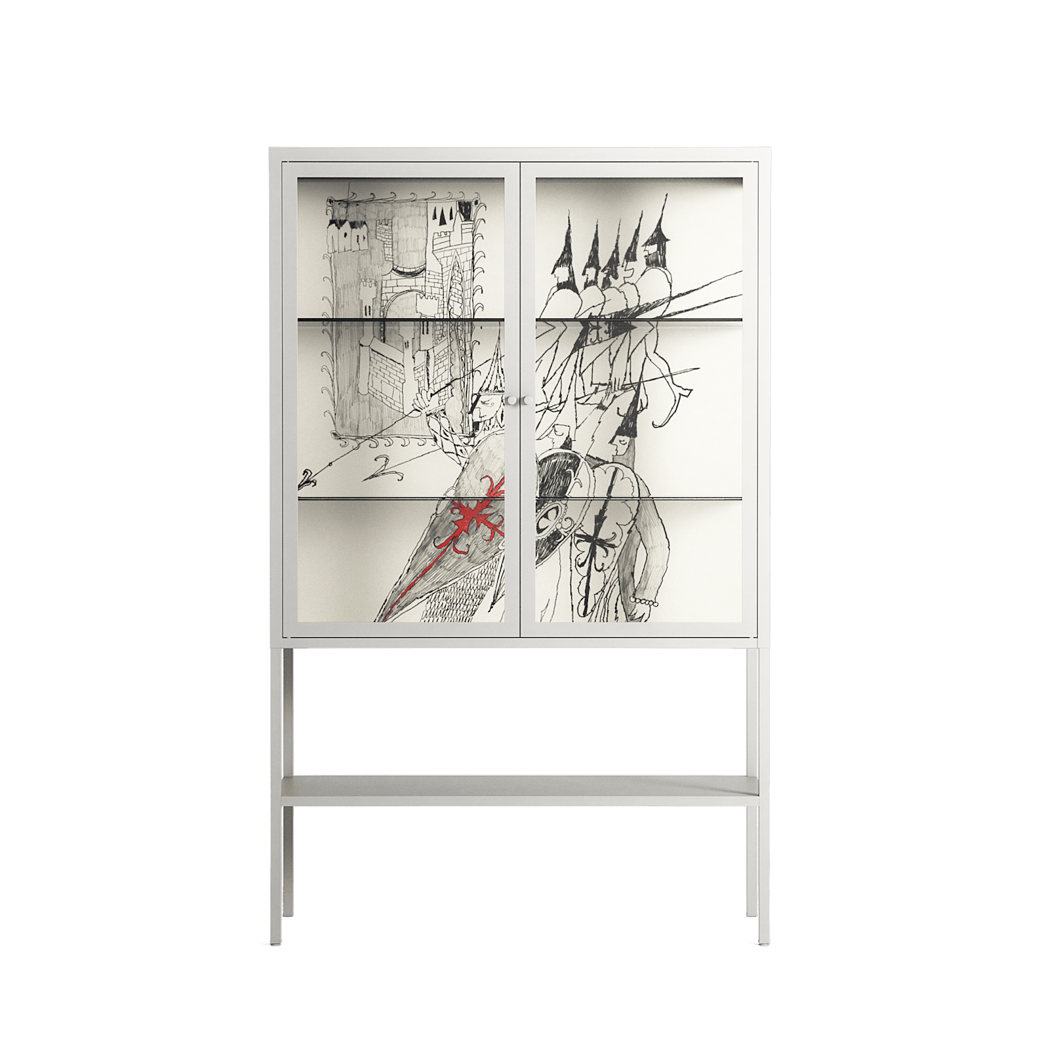 Bayeux - Loft Cabinet - Naia Escribano - Chalk - Clear glass