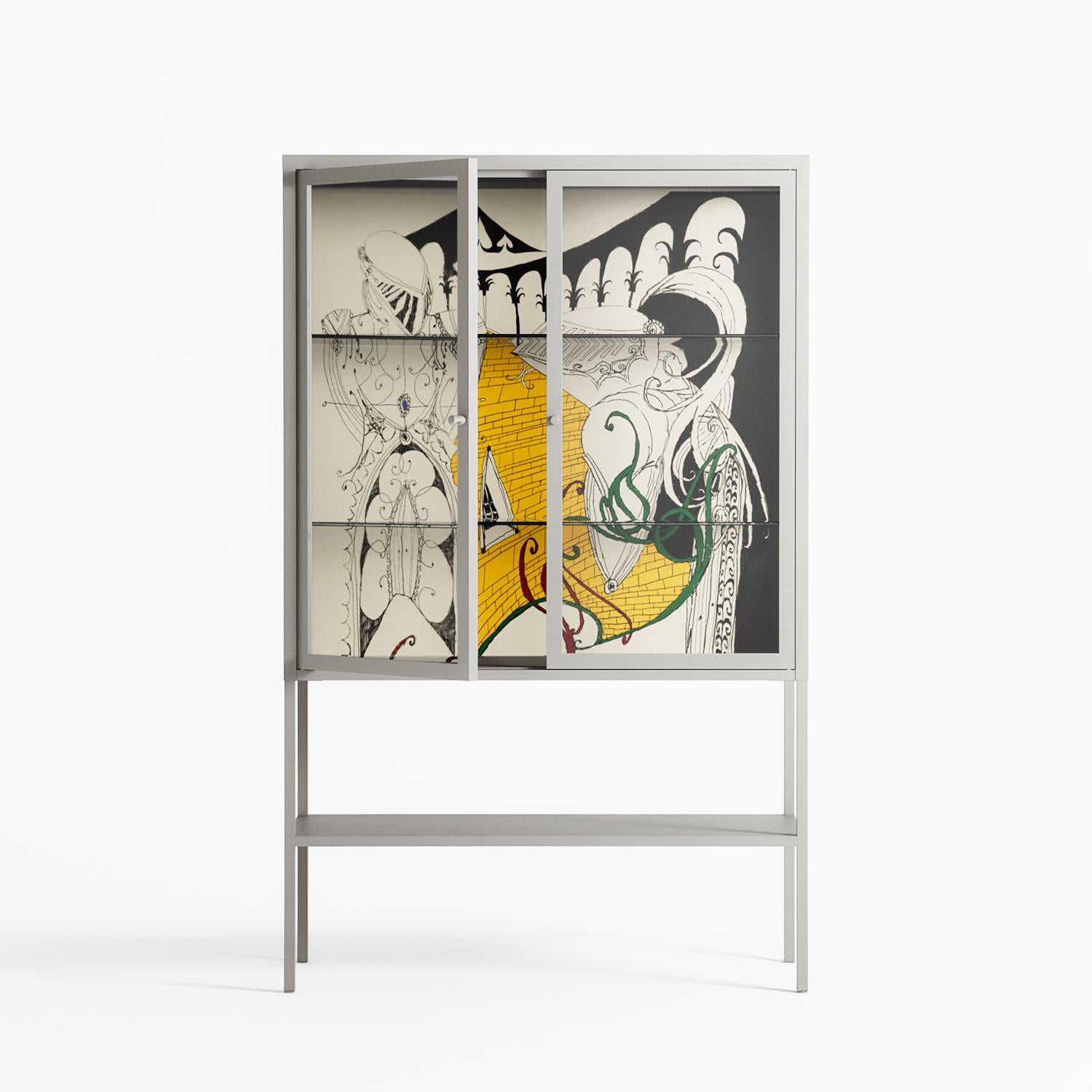 Knights - Loft Cabinet - Naia Escribano - Chalk - Clear glass