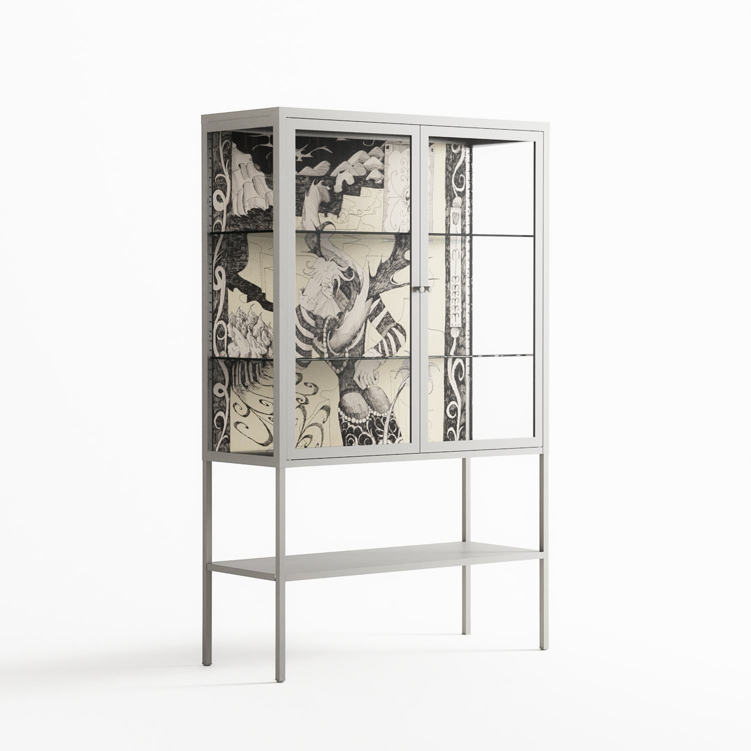 Oberon and Elgar - Loft Cabinet - Naia Escribano - Chalk - Clear glass