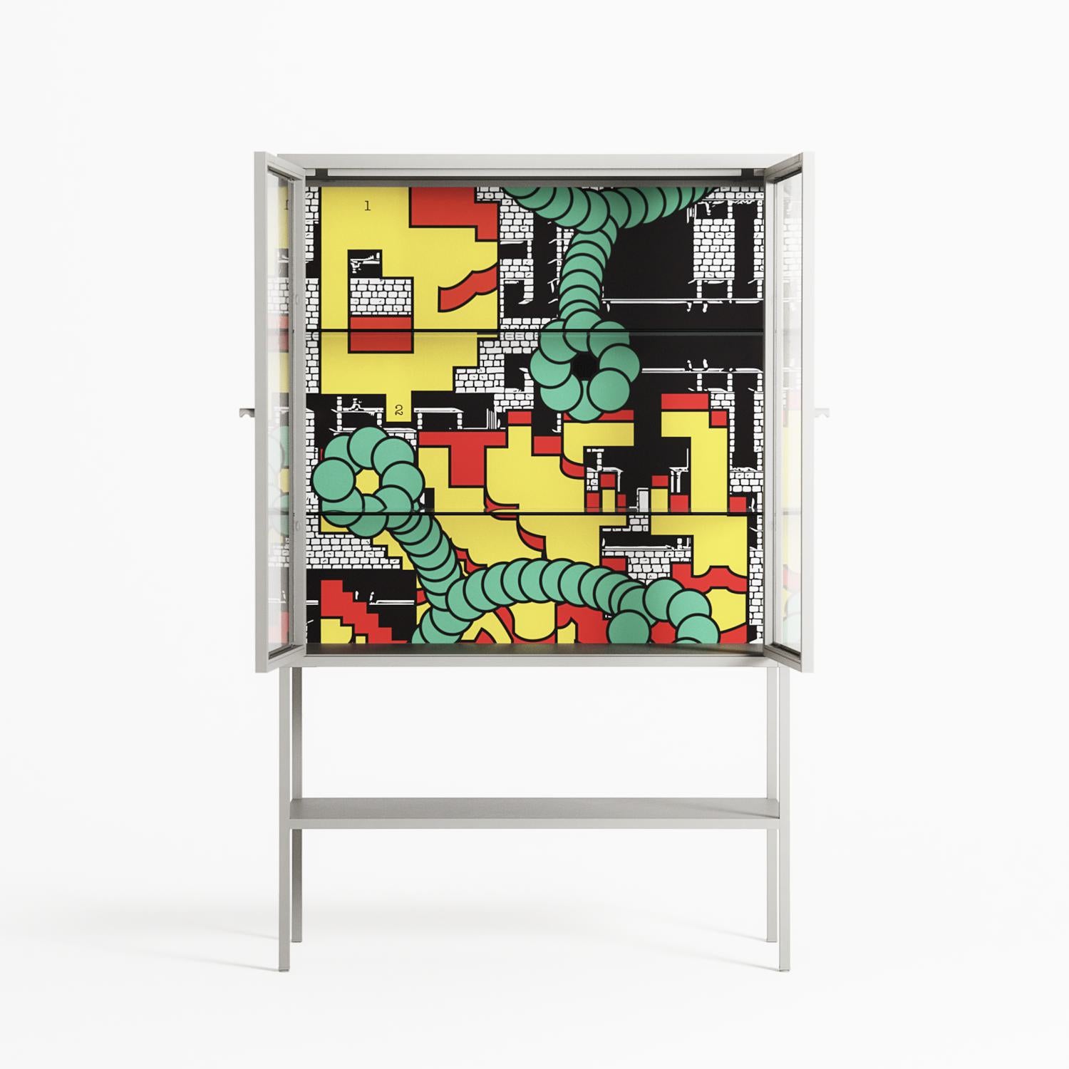 Maps - Loft Cabinet - Naia Escribano - Chalk - Clear glass