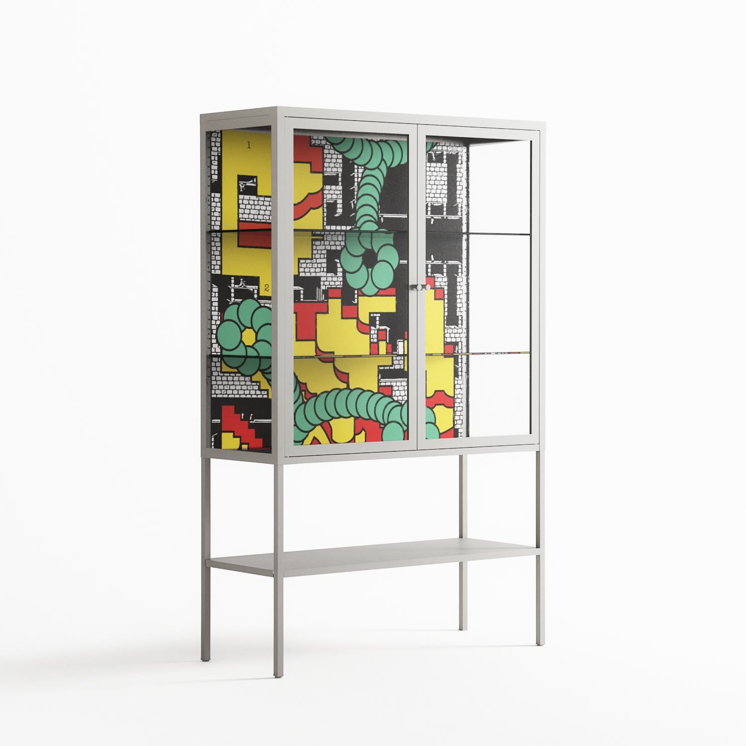 Maps - Loft Cabinet - Naia Escribano - Chalk - Clear glass