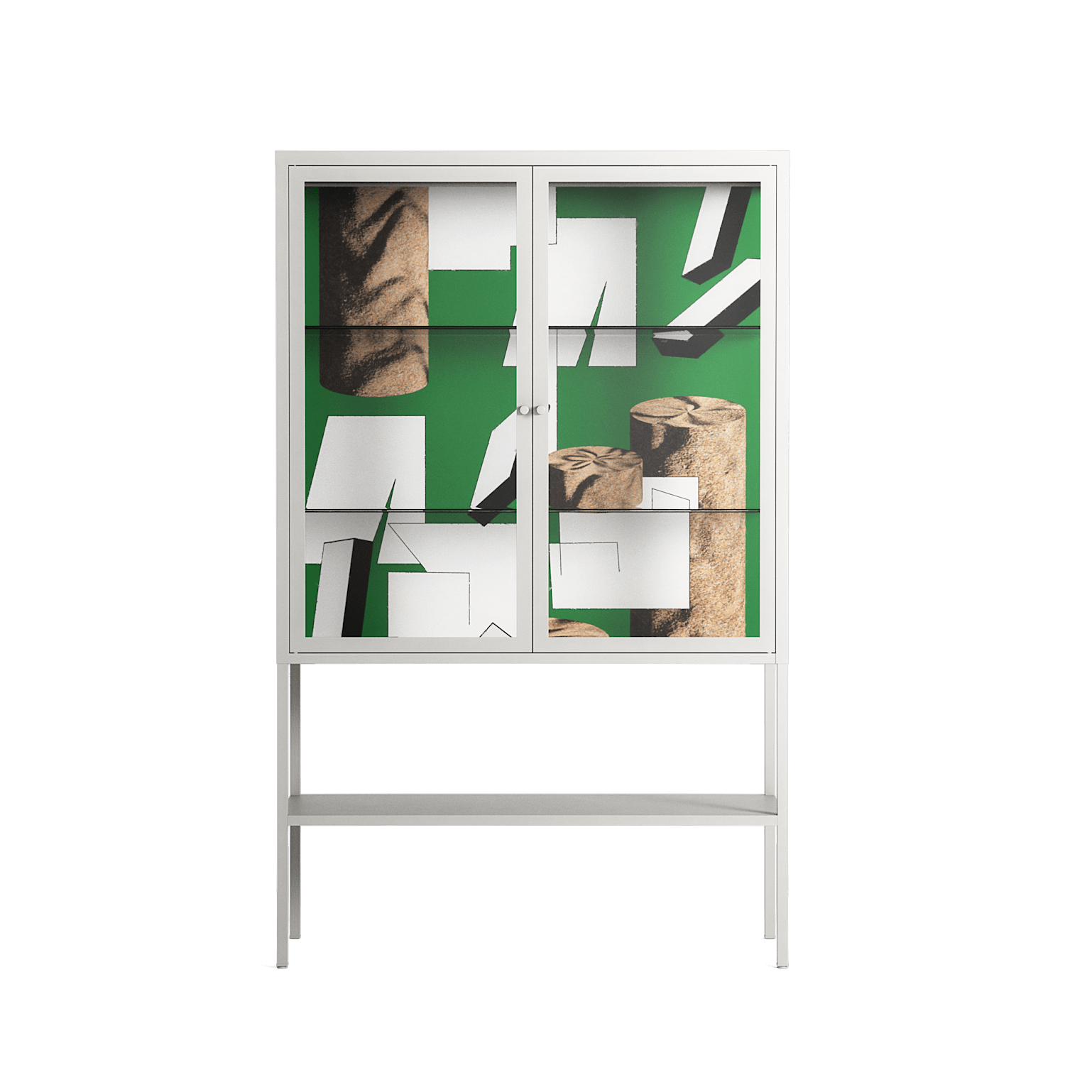 Paisaje - Loft Cabinet - Naia Escribano - Chalk - Clear glass