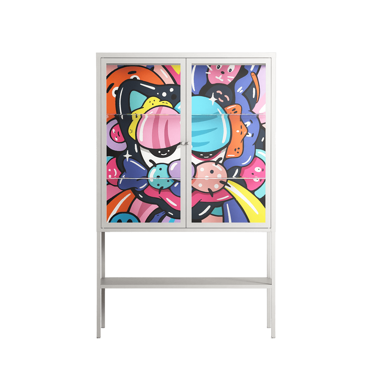 Sansone - Loft Cabinet - Maddalena Fanfani - Chalk - Clear glass