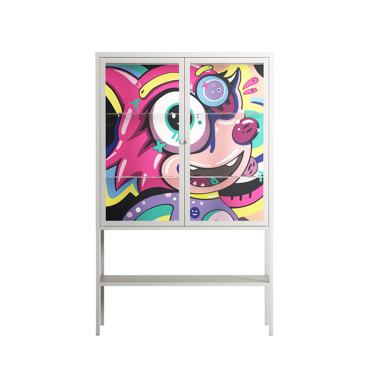HappyFe - Loft Cabinet - Maddalena Fanfani - Chalk - Clear glass
