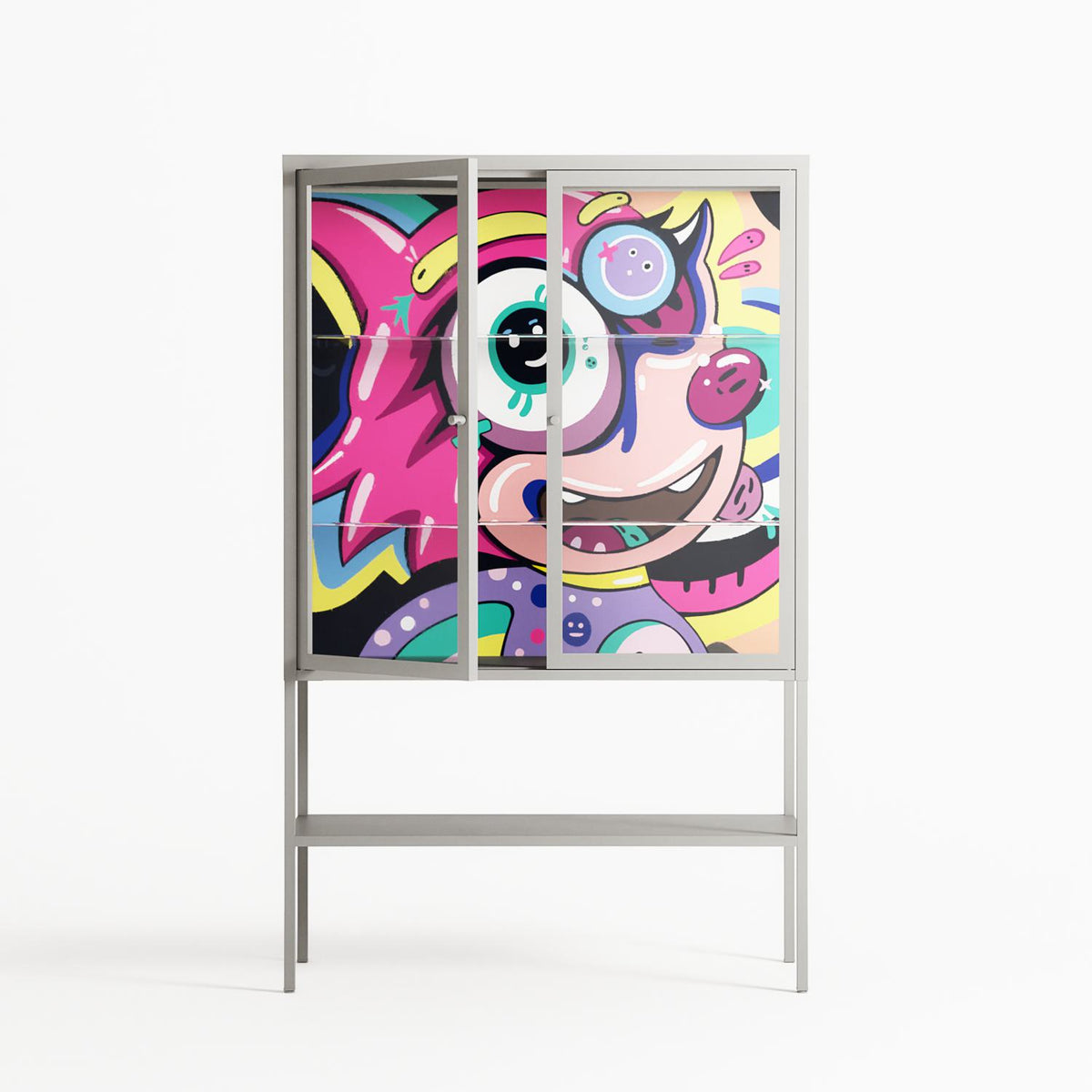 HappyFe - Loft Cabinet - Maddalena Fanfani - Chalk - Clear glass