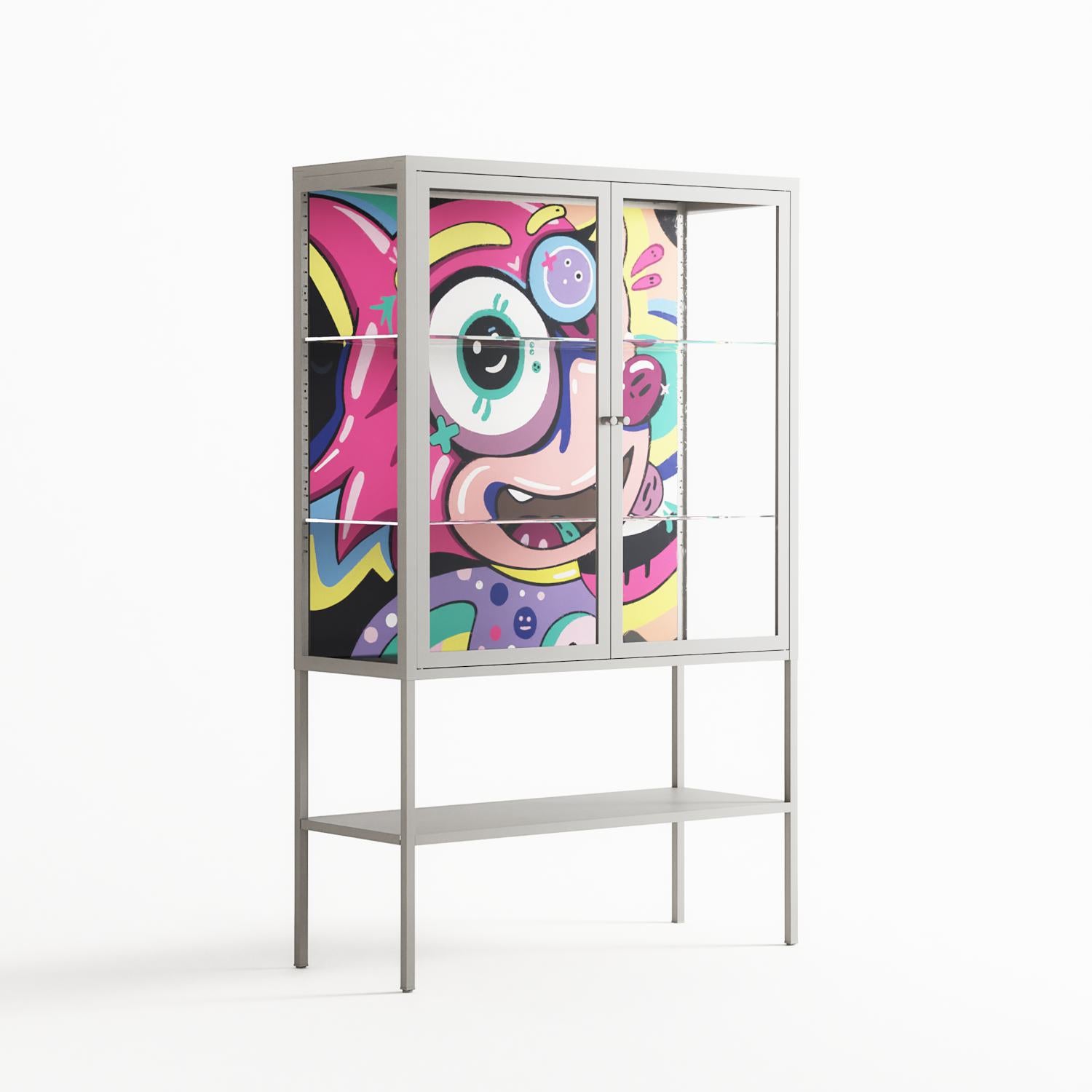 HappyFe - Loft Cabinet - Maddalena Fanfani - Chalk - Clear glass