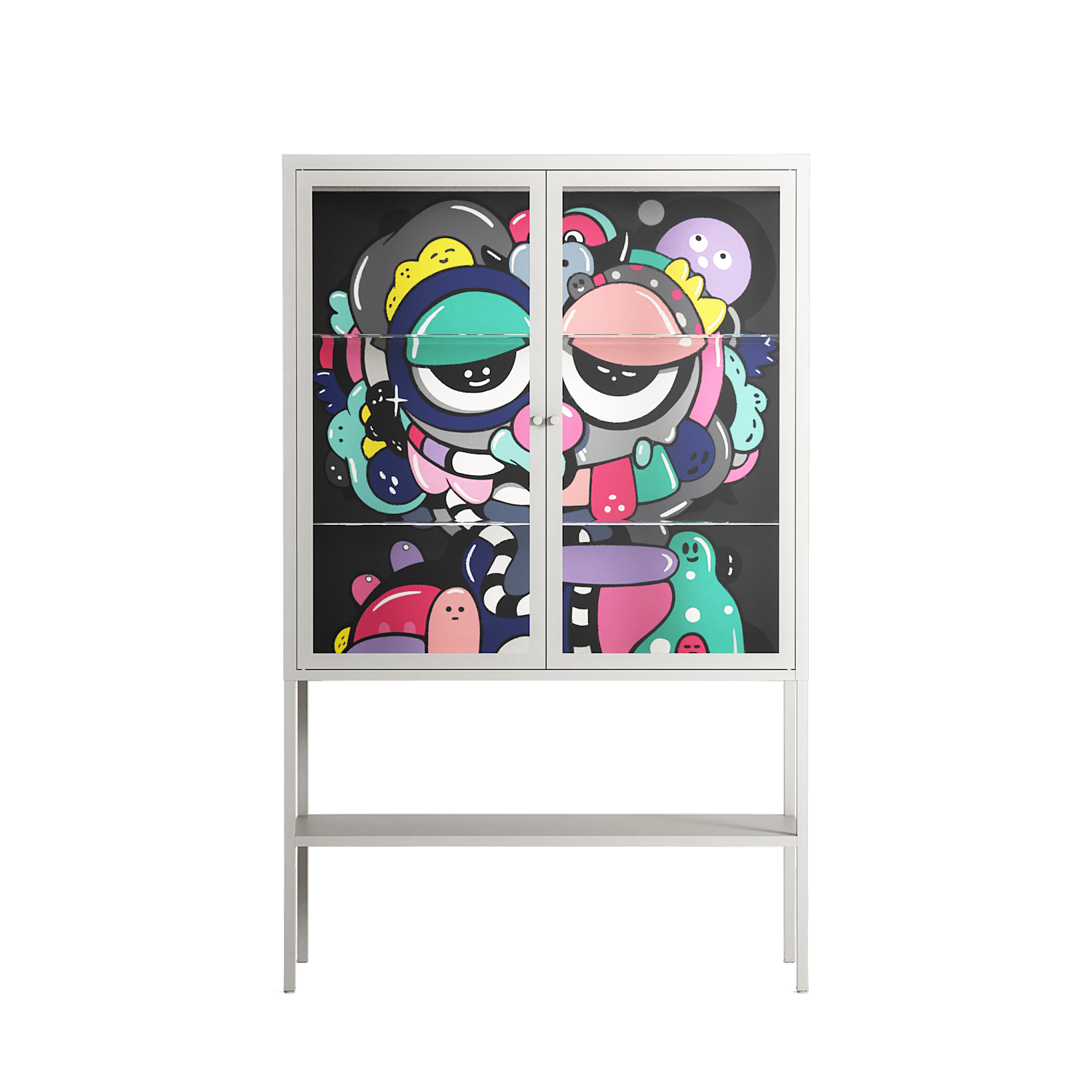 Bobsan - Loft Cabinet - Maddalena Fanfani - Chalk - Clear glass