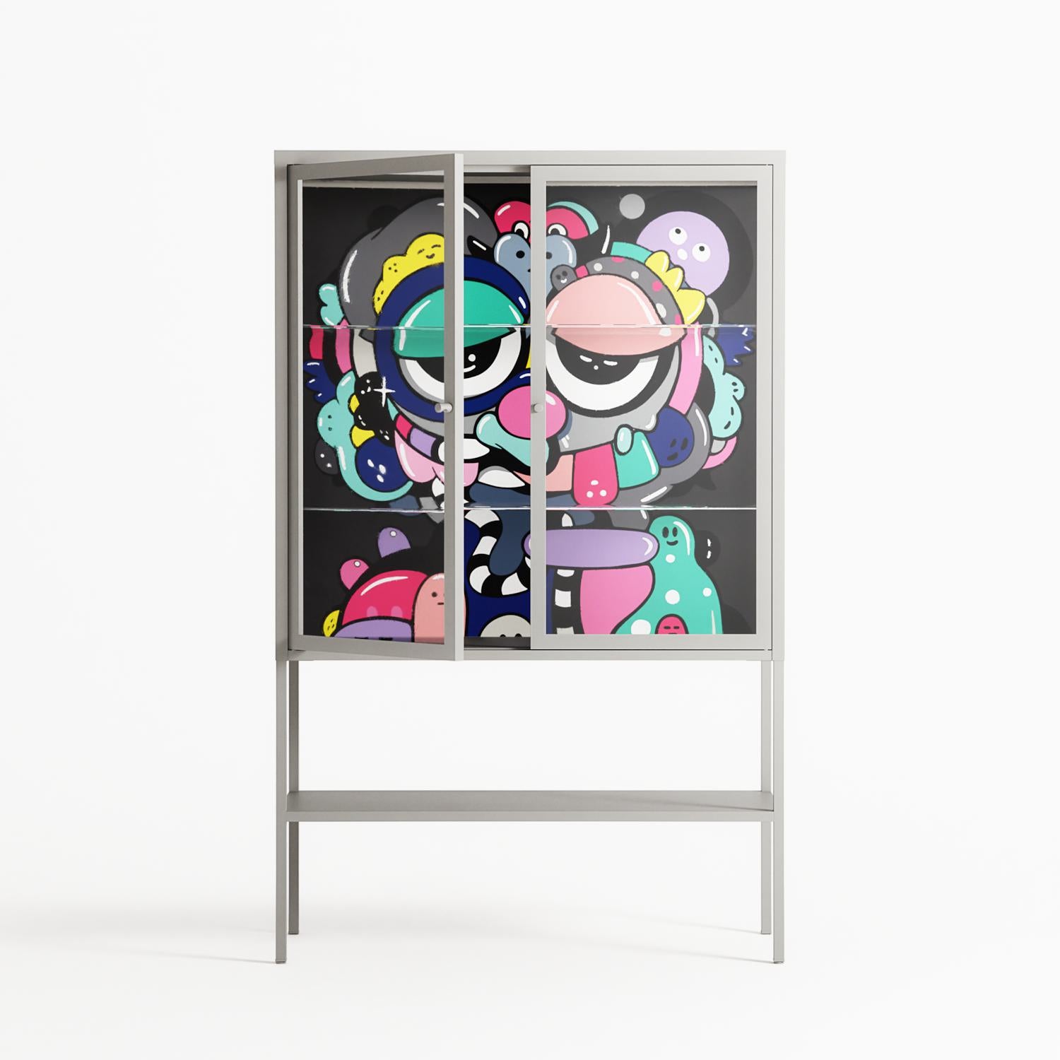 Bobsan - Loft Cabinet - Maddalena Fanfani - Chalk - Clear glass