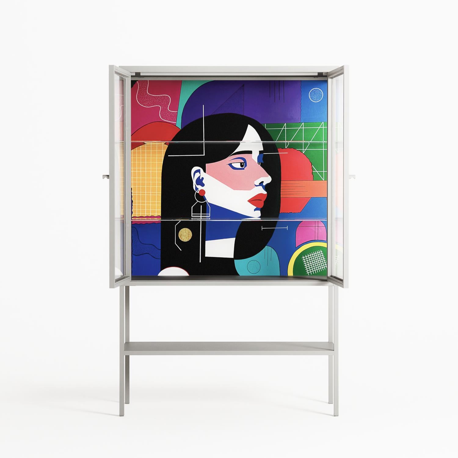 Chained To Perception - Loft Cabinet - Mathilda Kienast - Chalk - Clear glass