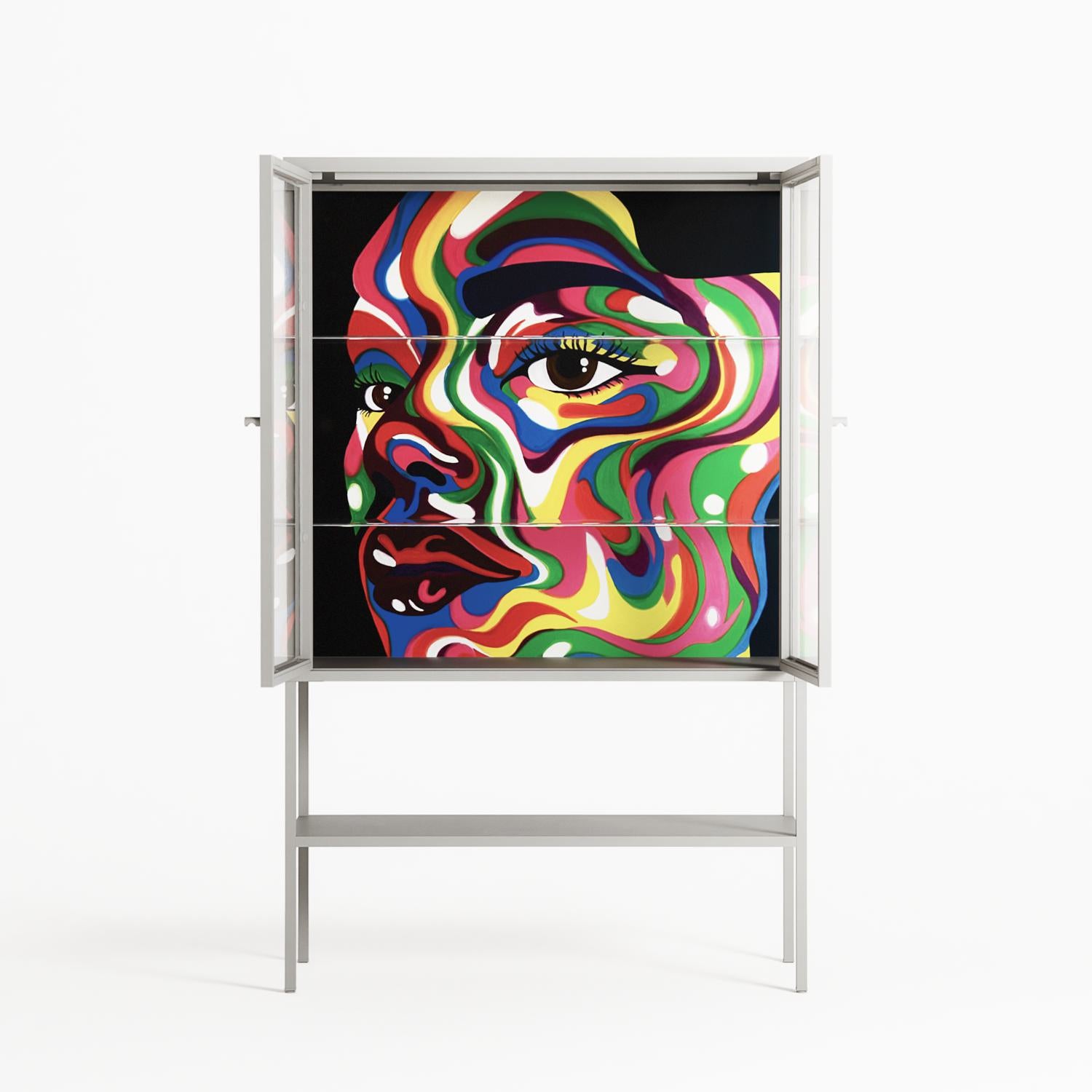 Orbiting Around Herself - Loft Cabinet - Mathilda Kienast - Chalk - Clear glass