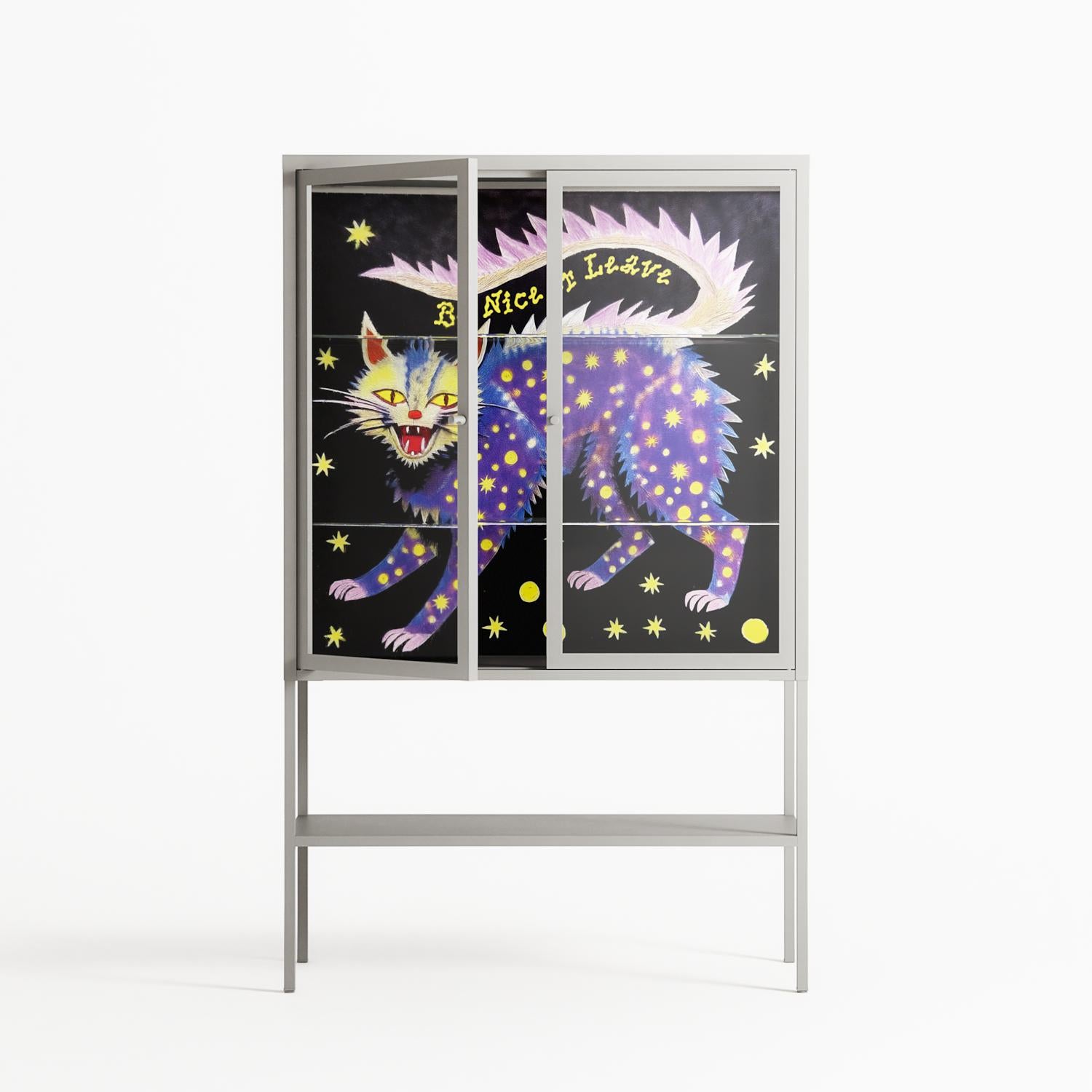 Be Nice Or Leave - Loft Cabinet - Mo Kalache - Chalk - Clear glass