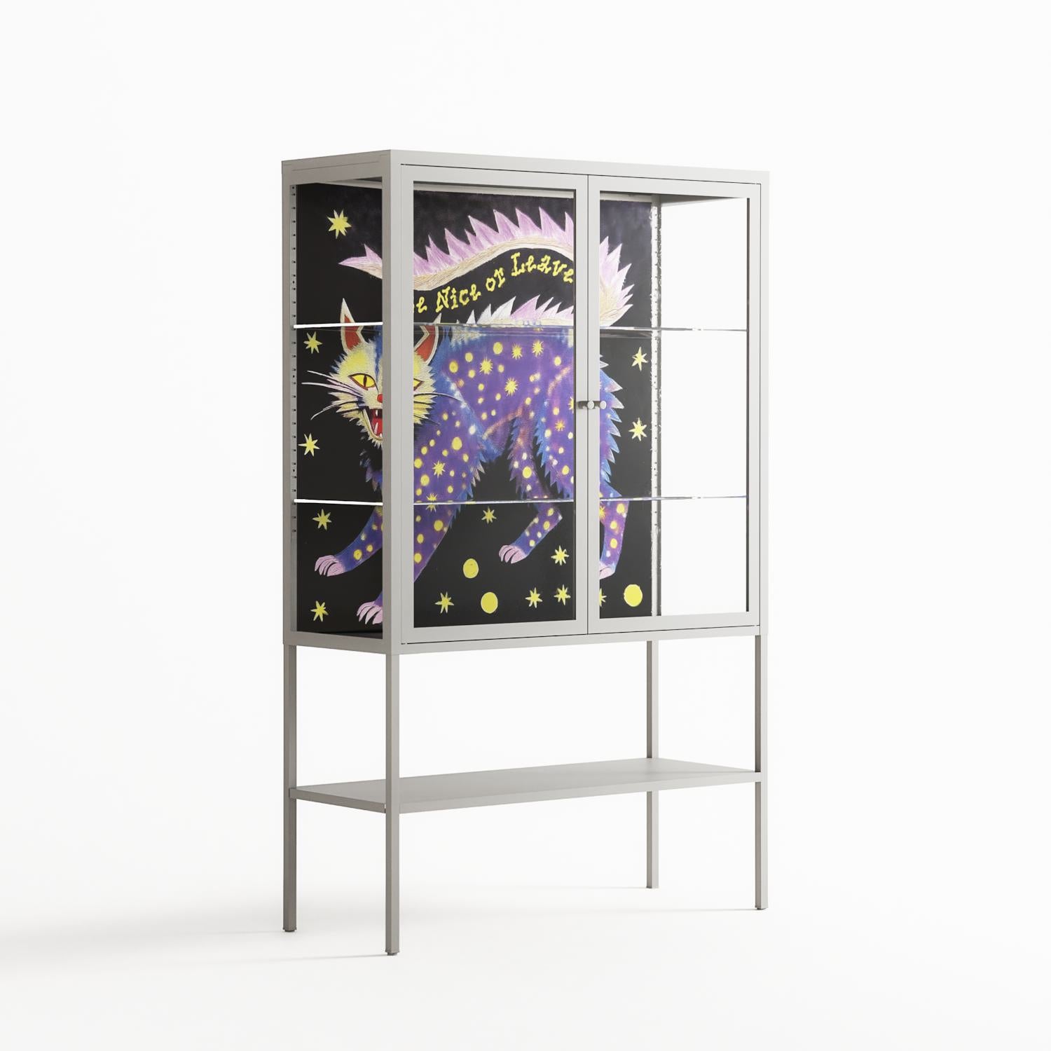 Be Nice Or Leave - Loft Cabinet - Mo Kalache - Chalk - Clear glass