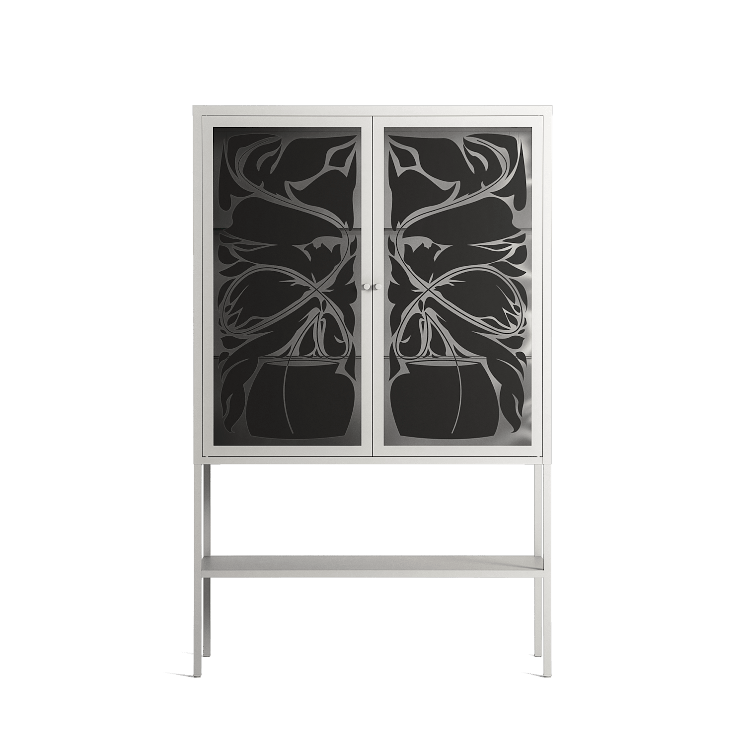 Black Potted Plant - Loft Cabinet - Konrad Blaszczyk - Chalk - Overlay Glass