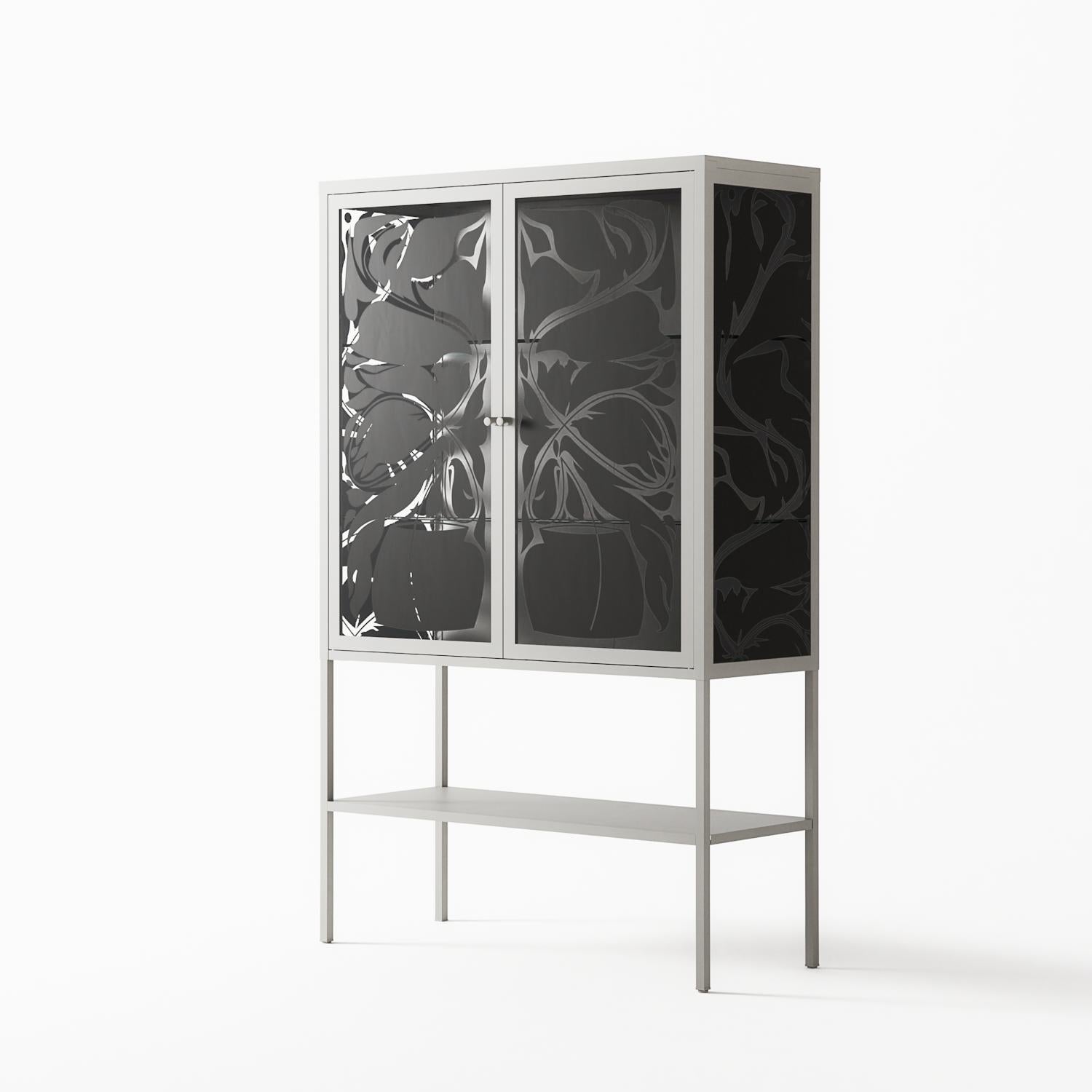 Black Potted Plant - Loft Cabinet - Konrad Blaszczyk - Chalk - Overlay Glass