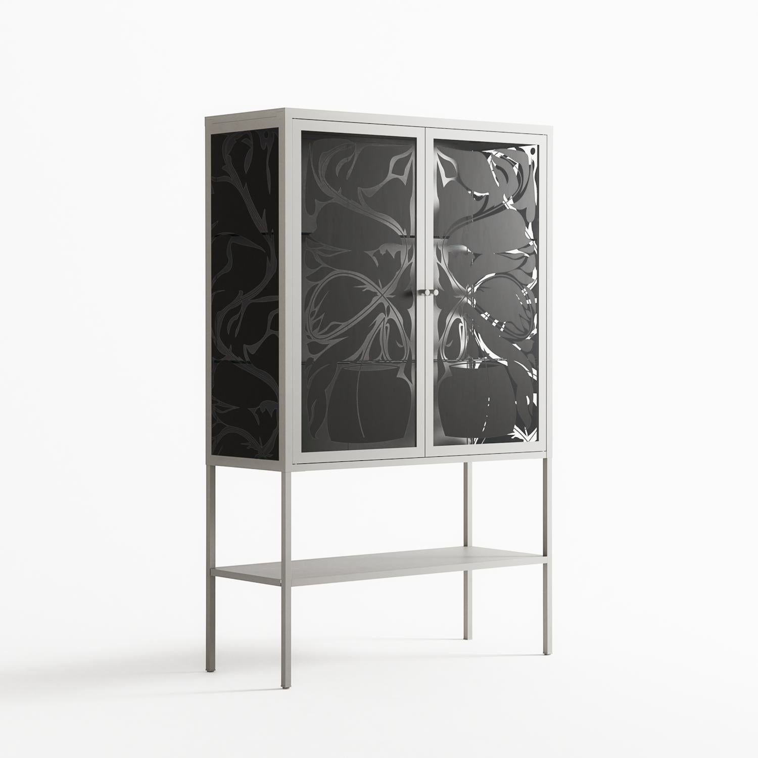Black Potted Plant - Loft Cabinet - Konrad Blaszczyk - Chalk - Overlay Glass
