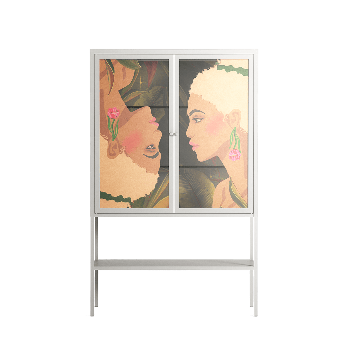 Twins - Loft Cabinet - Raissa Oltmanns - Chalk - Overlay Glass