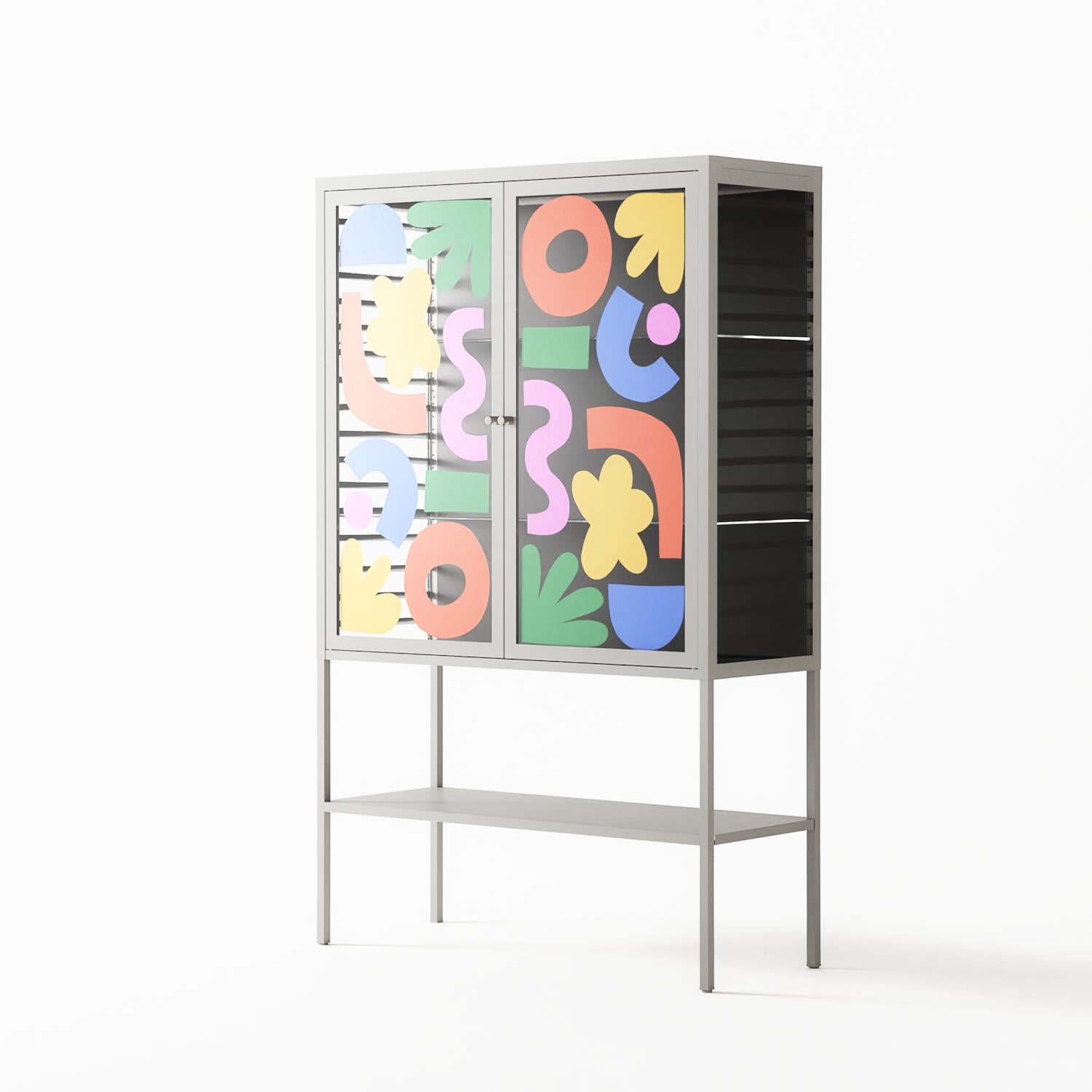 Fun Shapes - Loft Cabinet - Sandra Hutter - Chalk - Overlay Glass