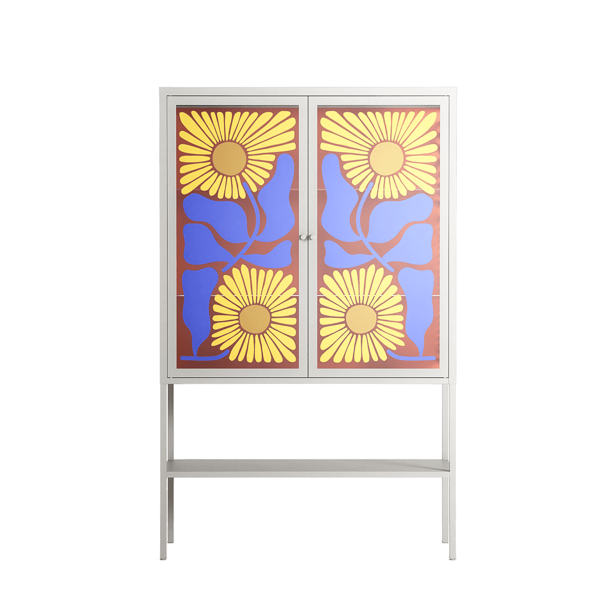 Sunflowers - Loft Cabinet - Sandra Hutter - Chalk - Overlay Glass