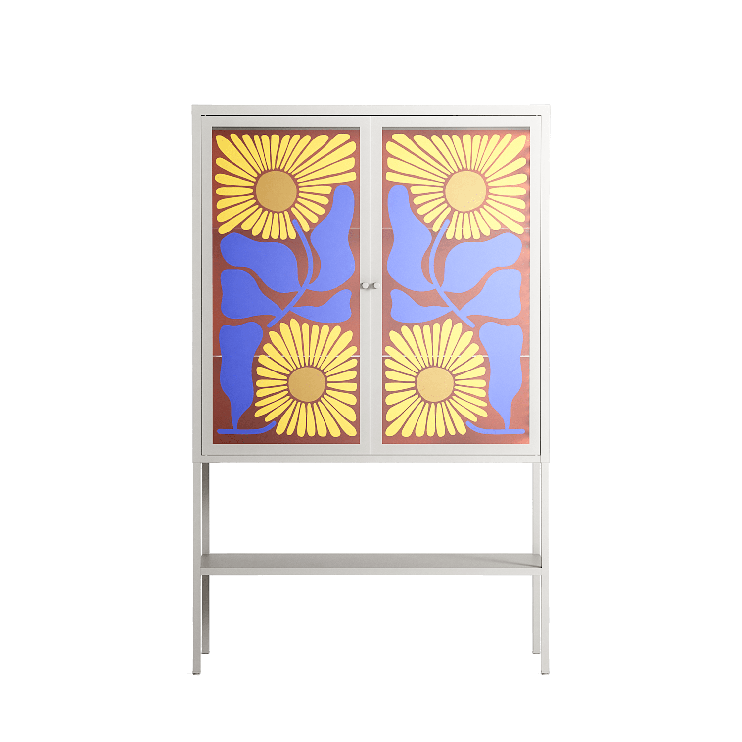 Sunflowers - Loft Cabinet - Sandra Hutter - Chalk - Overlay Glass