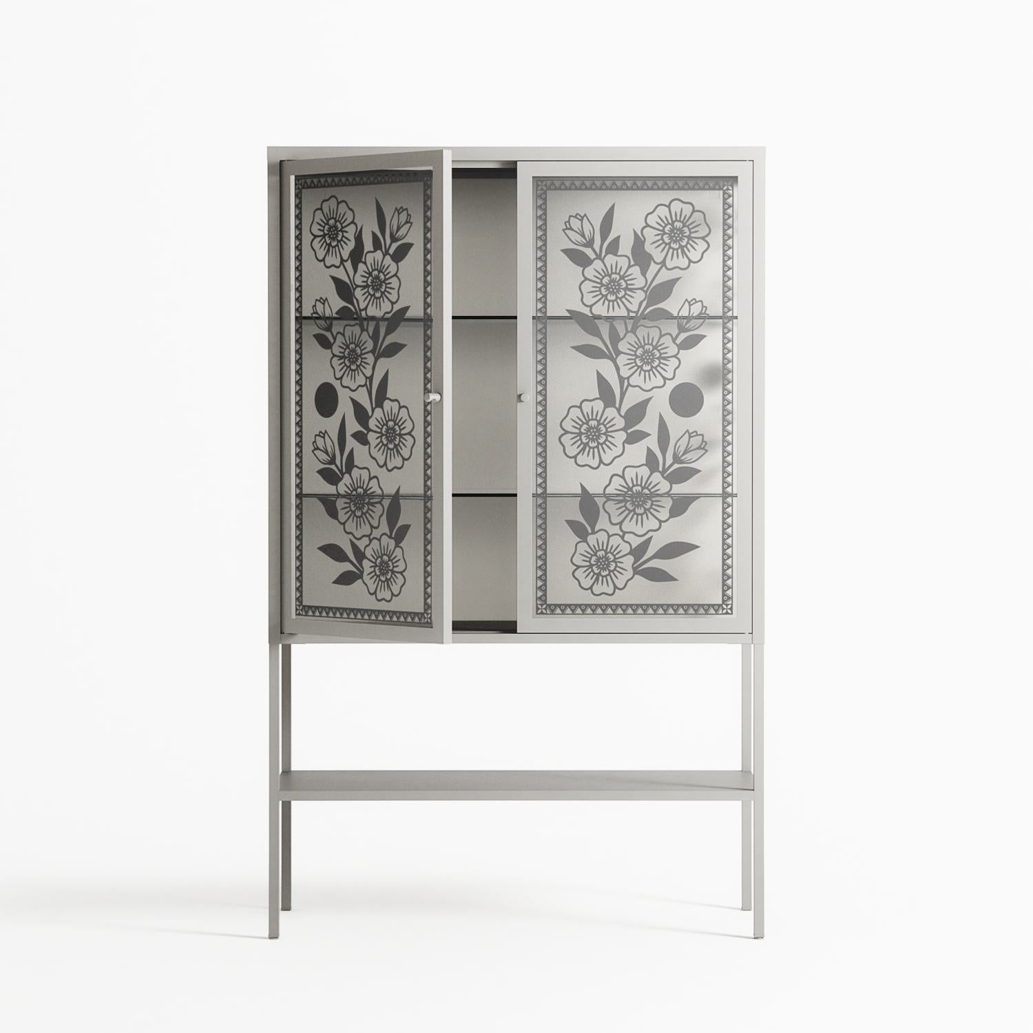 Barbed Bloom - Loft Cabinet - Daphna Sebbane - Chalk - Overlay Glass