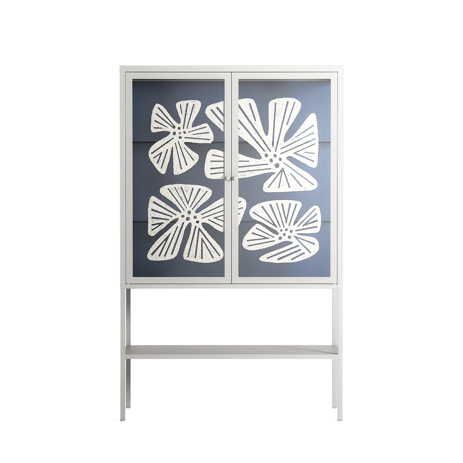 Blue Flower - Loft Cabinet - Magdalena Marchocka - Chalk - Overlay Glass