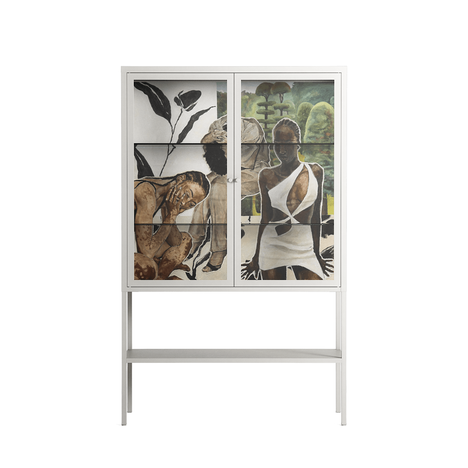 As The Rain Falls - Loft Cabinet - Sophie Goudman-Peachey - Chalk - Clear glass
