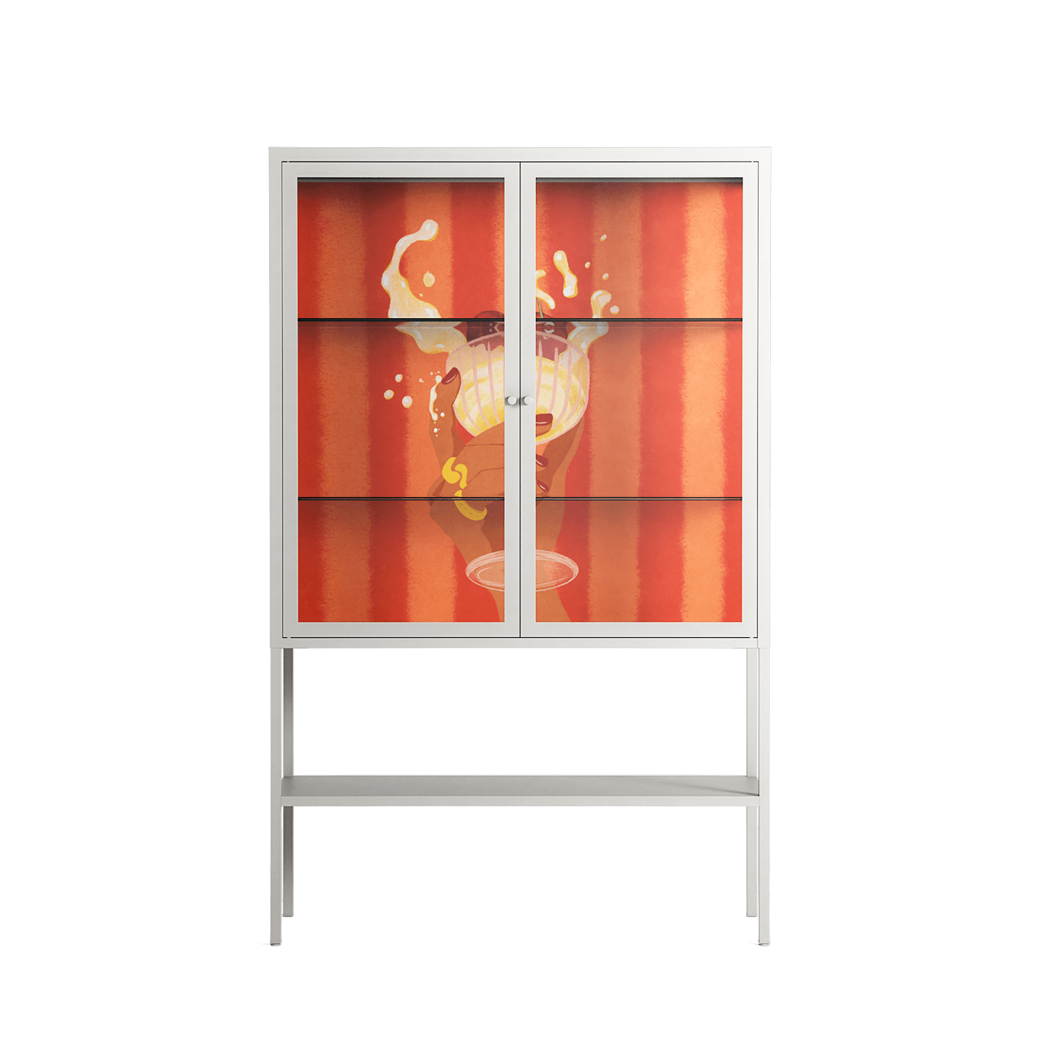 Drink And Cherries - Loft Cabinet - Raissa Oltmanns - Chalk - Clear glass