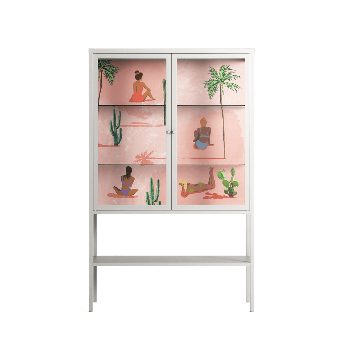 Woman at the Beach - Loft Cabinet - Raissa Oltmanns - Chalk - Clear glass
