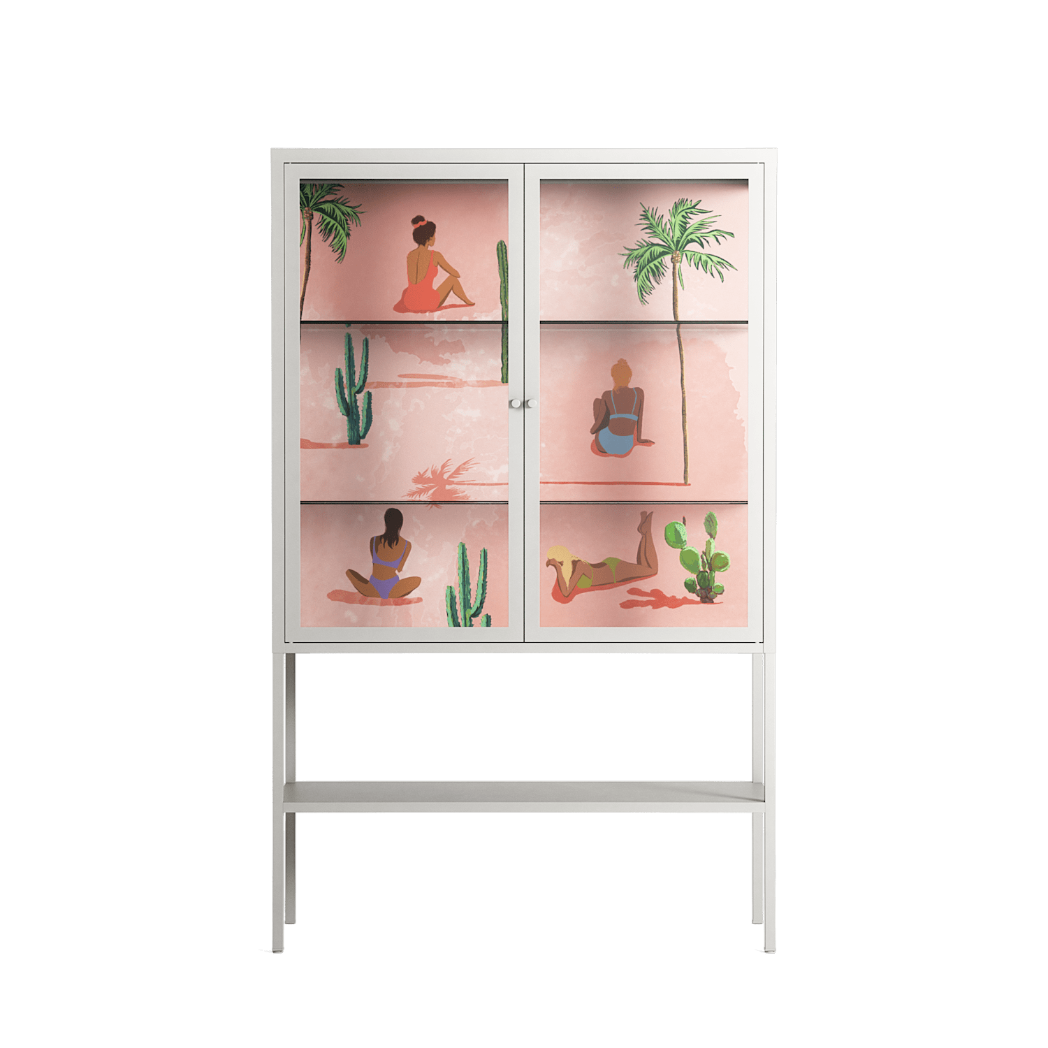 Woman at the Beach - Loft Cabinet - Raissa Oltmanns - Chalk - Clear glass