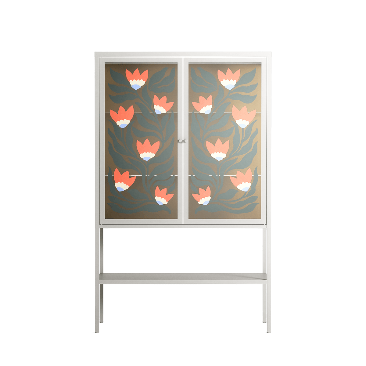 Blooming Folk Garden - Loft Cabinet - Sandra Hutter - Chalk - Overlay Glass