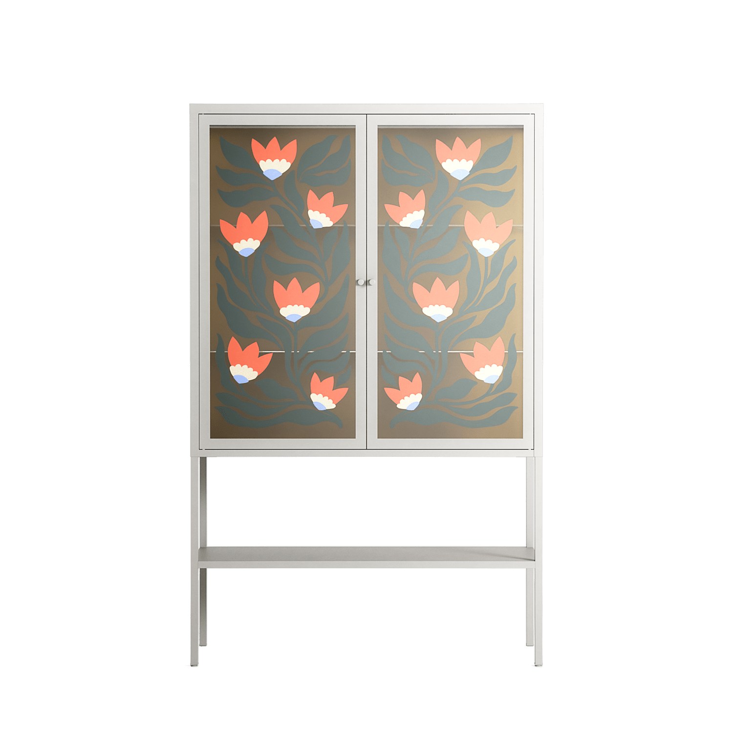 Blooming Folk Garden - Loft Cabinet - Sandra Hutter - Chalk - Overlay Glass