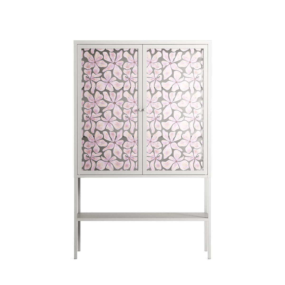 Floating Blossom Pattern - Loft Cabinet - Raissa Oltmanns - Chalk - Overlay Glass