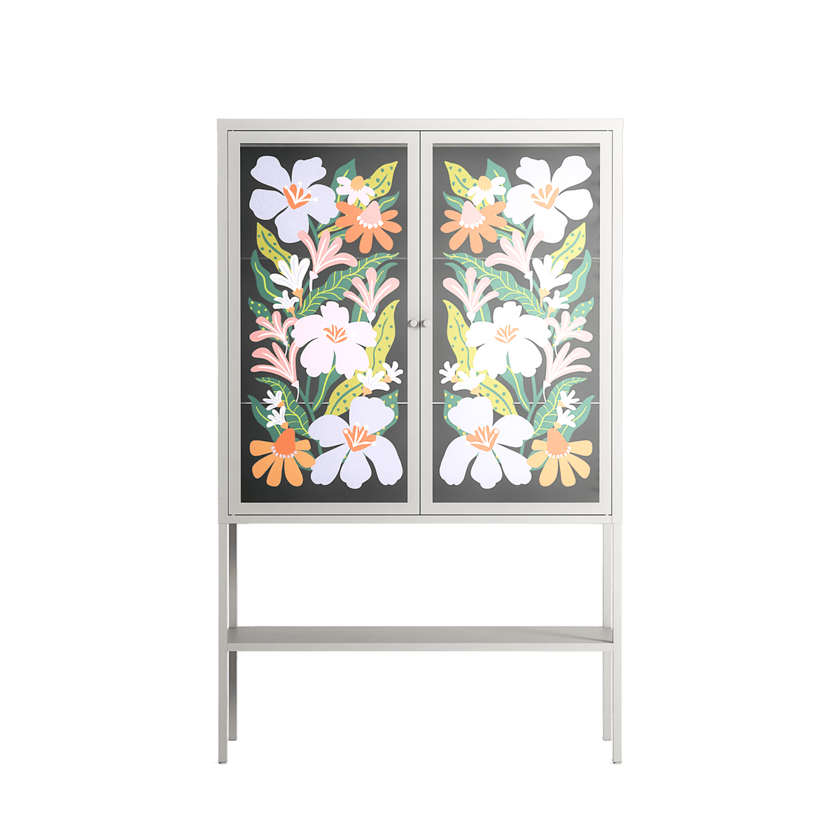 Floral Delight - Loft Cabinet - Sandra Hutter - Chalk - Overlay Glass