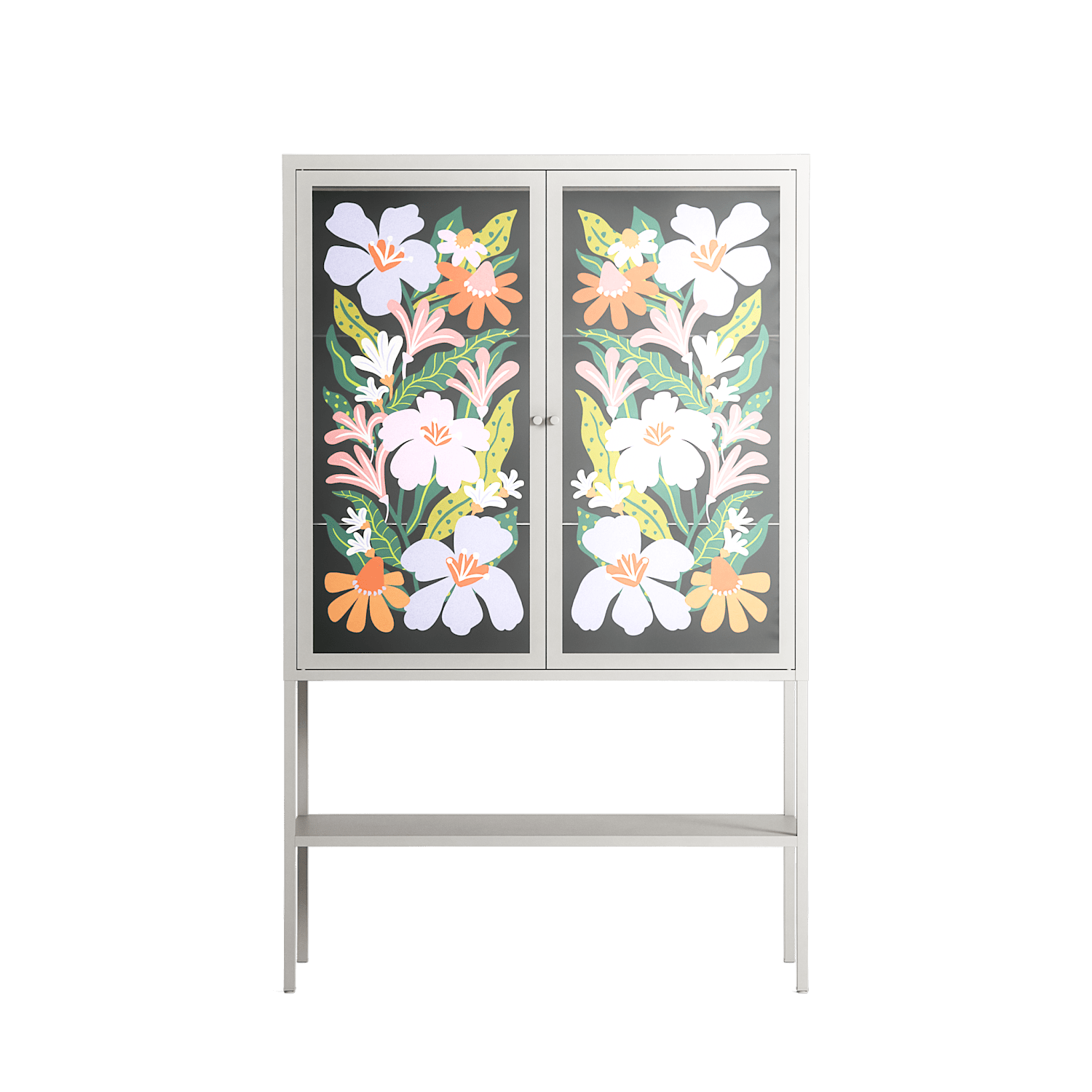 Floral Delight - Loft Cabinet - Sandra Hutter - Chalk - Overlay Glass