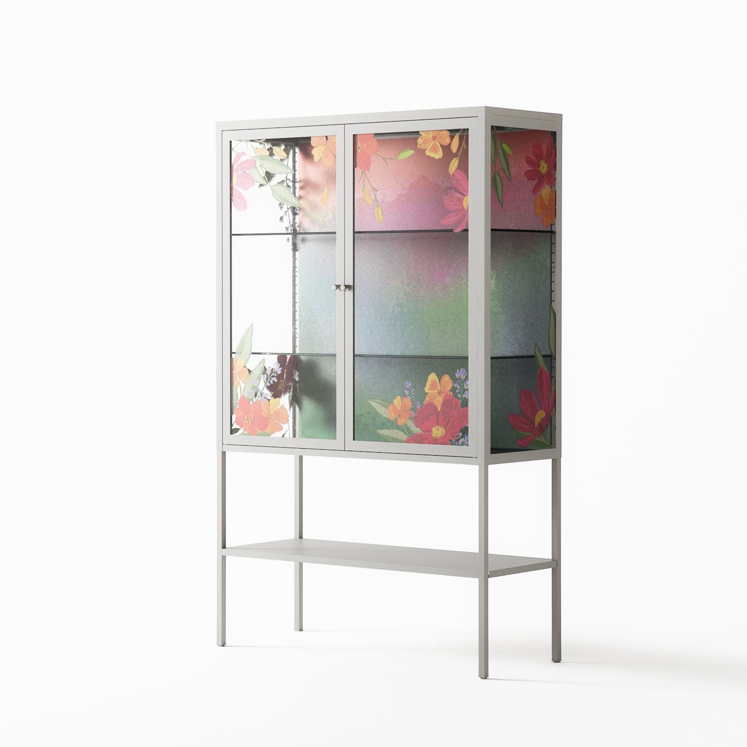 Abstract Spring Flowers - Loft Cabinet - Raissa Oltmanns - Chalk - Overlay Glass