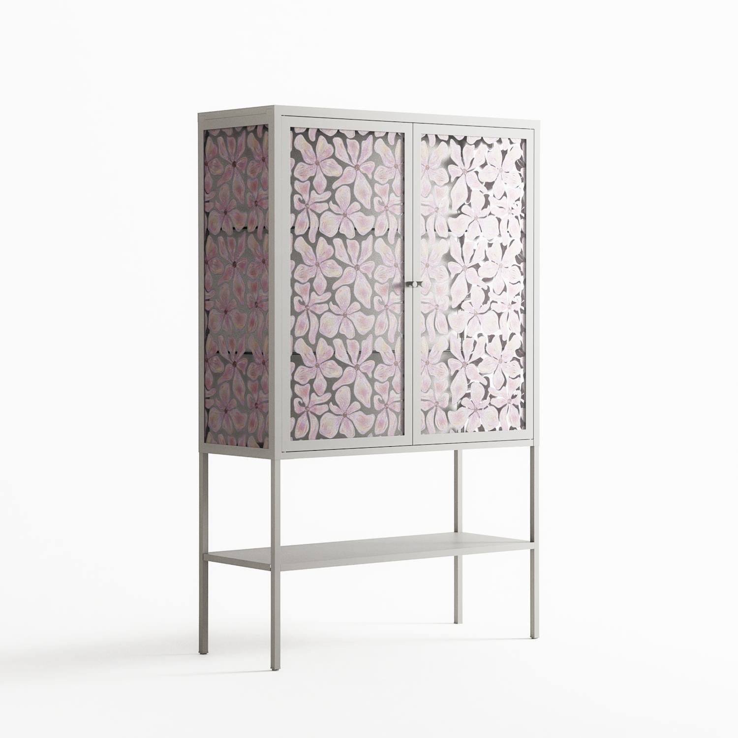 Floating Blossom Pattern - Loft Cabinet - Raissa Oltmanns - Chalk - Overlay Glass