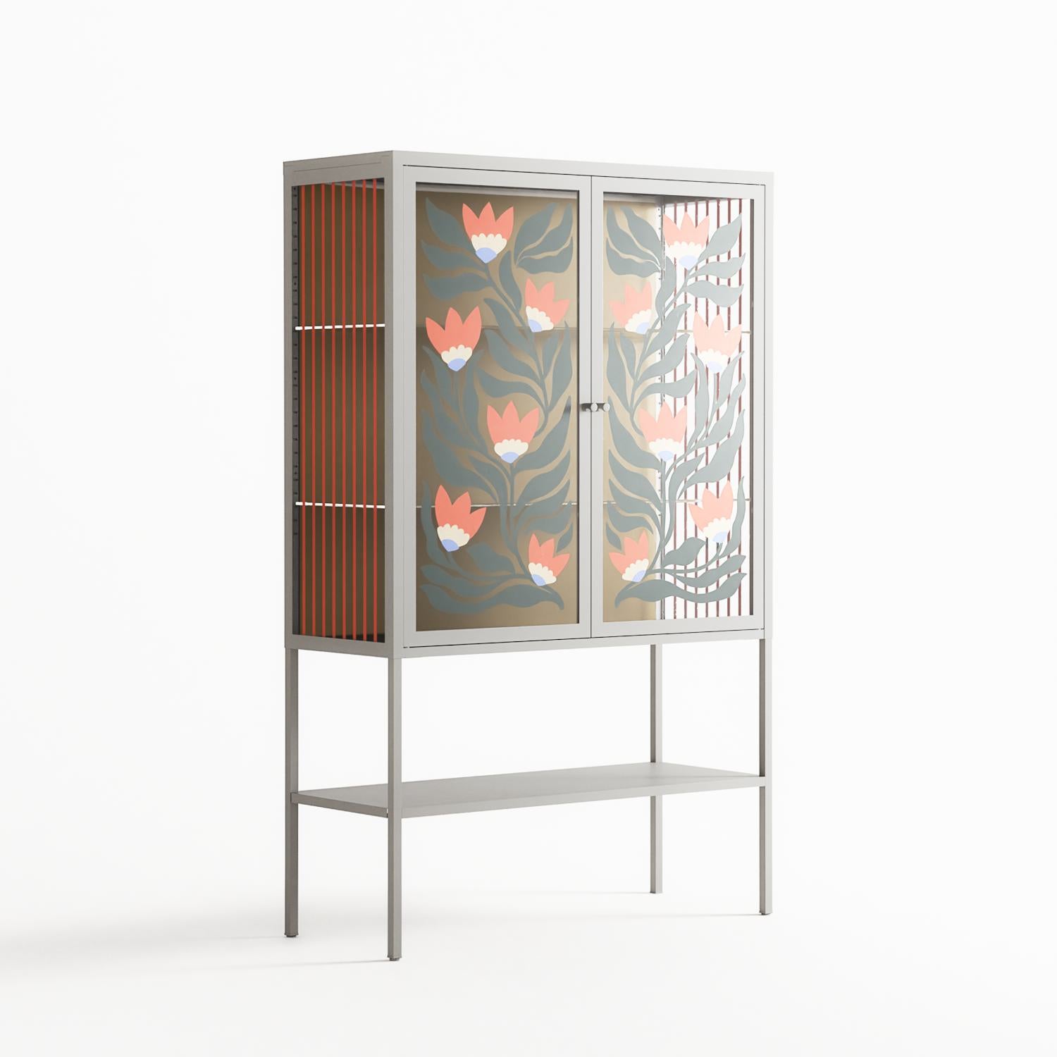 Blooming Folk Garden - Loft Cabinet - Sandra Hutter - Chalk - Overlay Glass